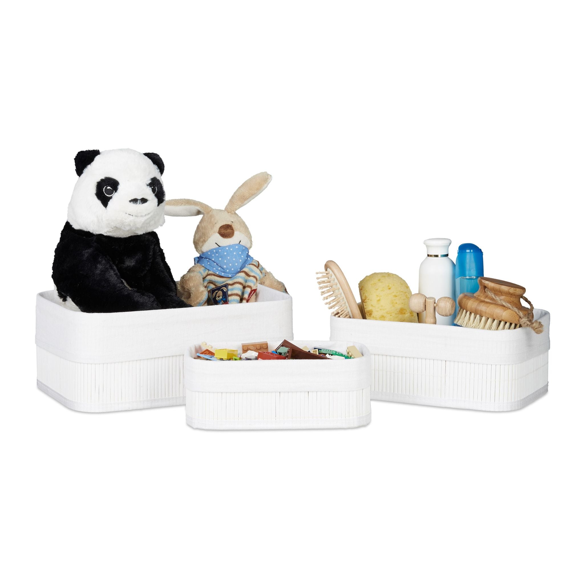 Aufbewahrungskorb Bad 3 teiliges Set Weiss von Relaxdays