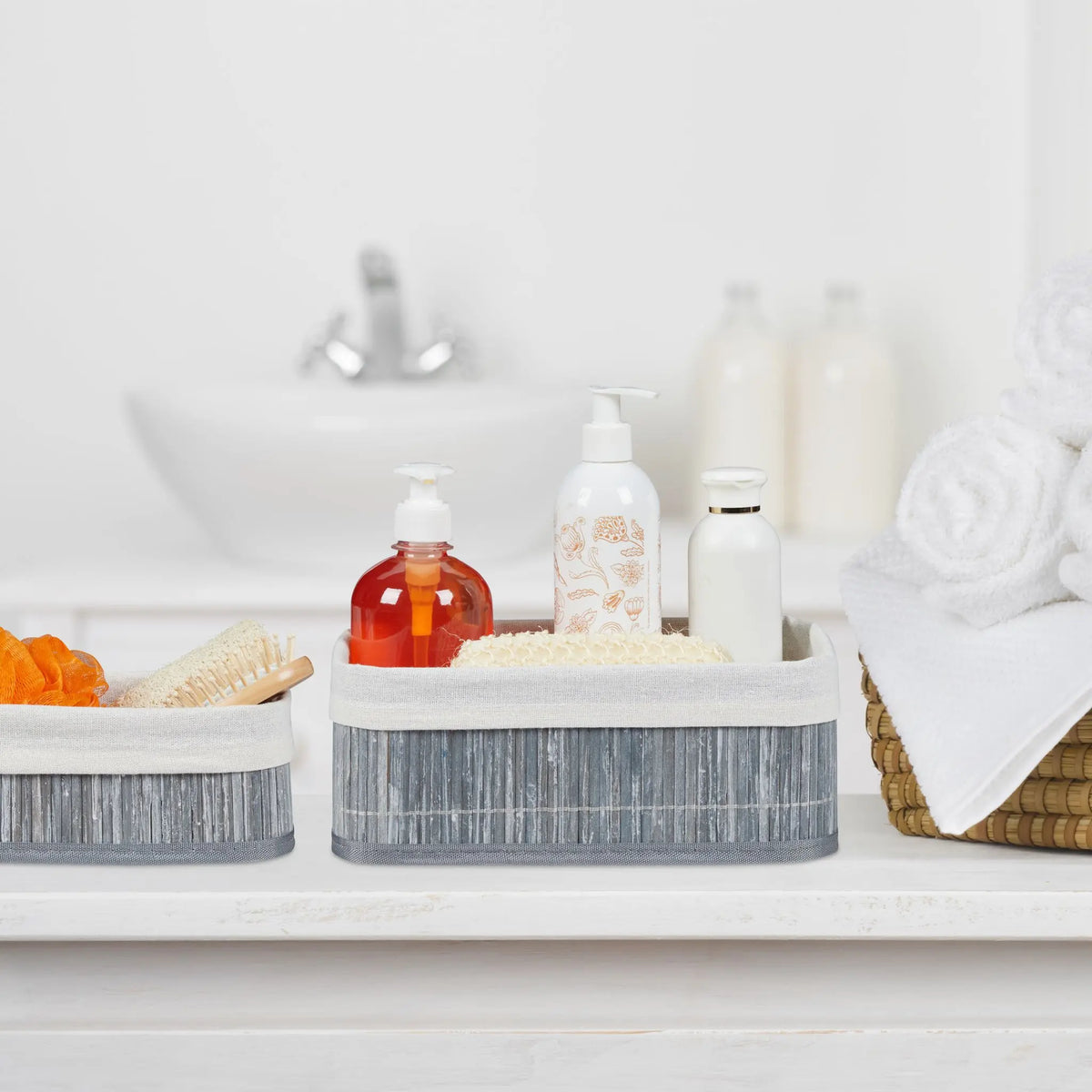 Aufbewahrungskorb Bad 3 teiliges Set Weiss von Relaxdays