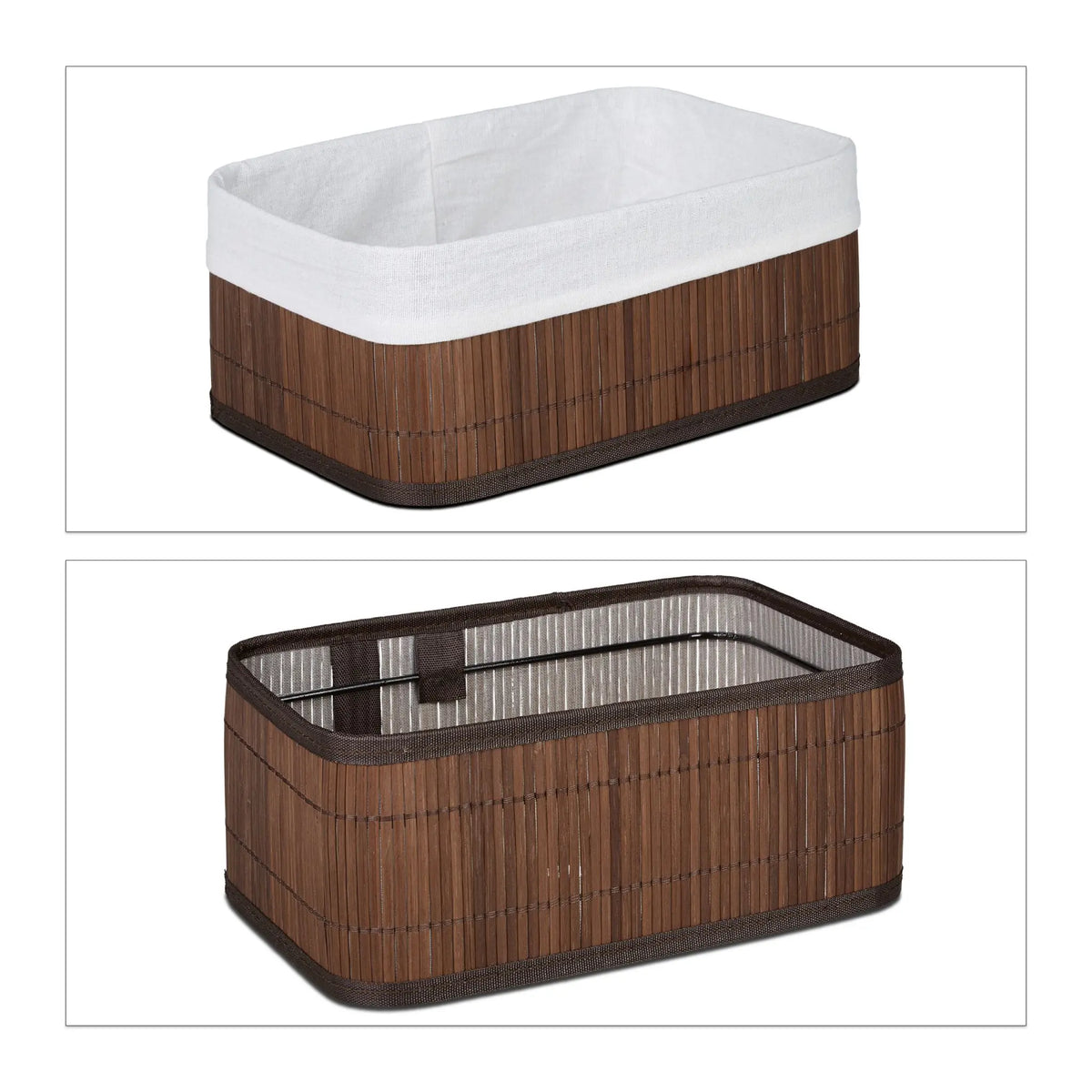 Aufbewahrungskorb Bad 3 teiliges Set Weiss-Braun von Relaxdays