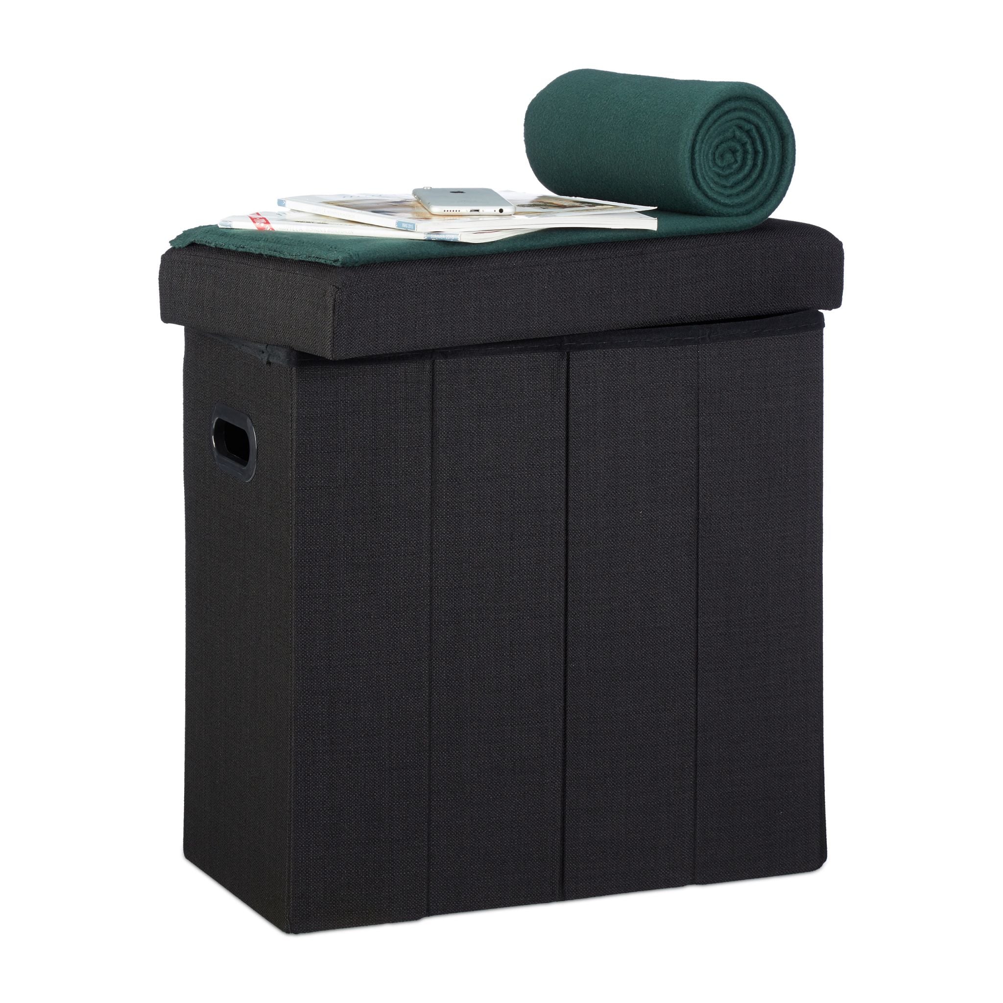 Faltbarer Sitzhocker Schwarz von Relaxdays