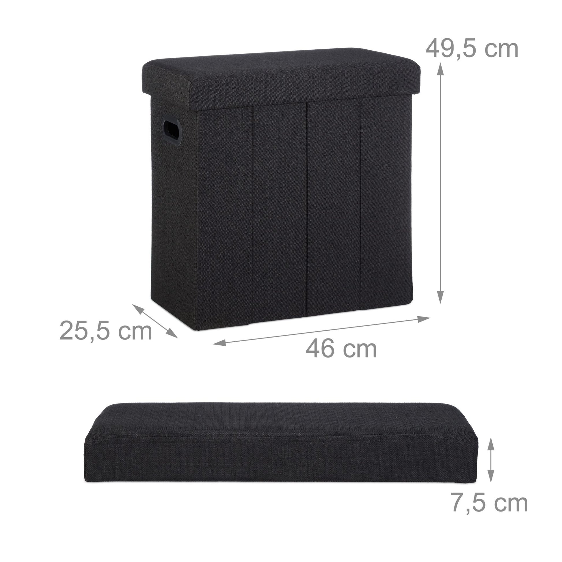 Faltbarer Sitzhocker Schwarz von Relaxdays
