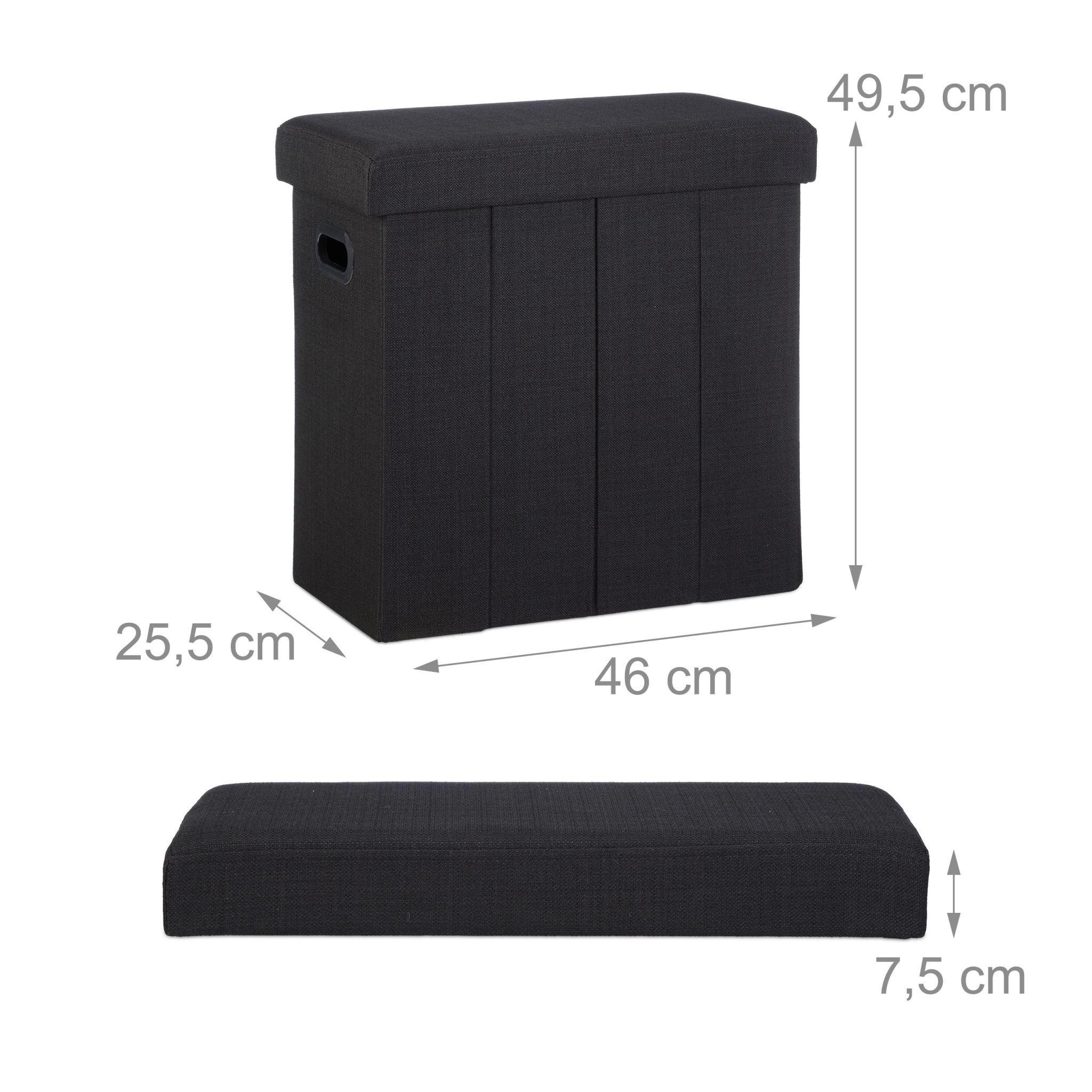Faltbarer Sitzhocker Schwarz von Relaxdays