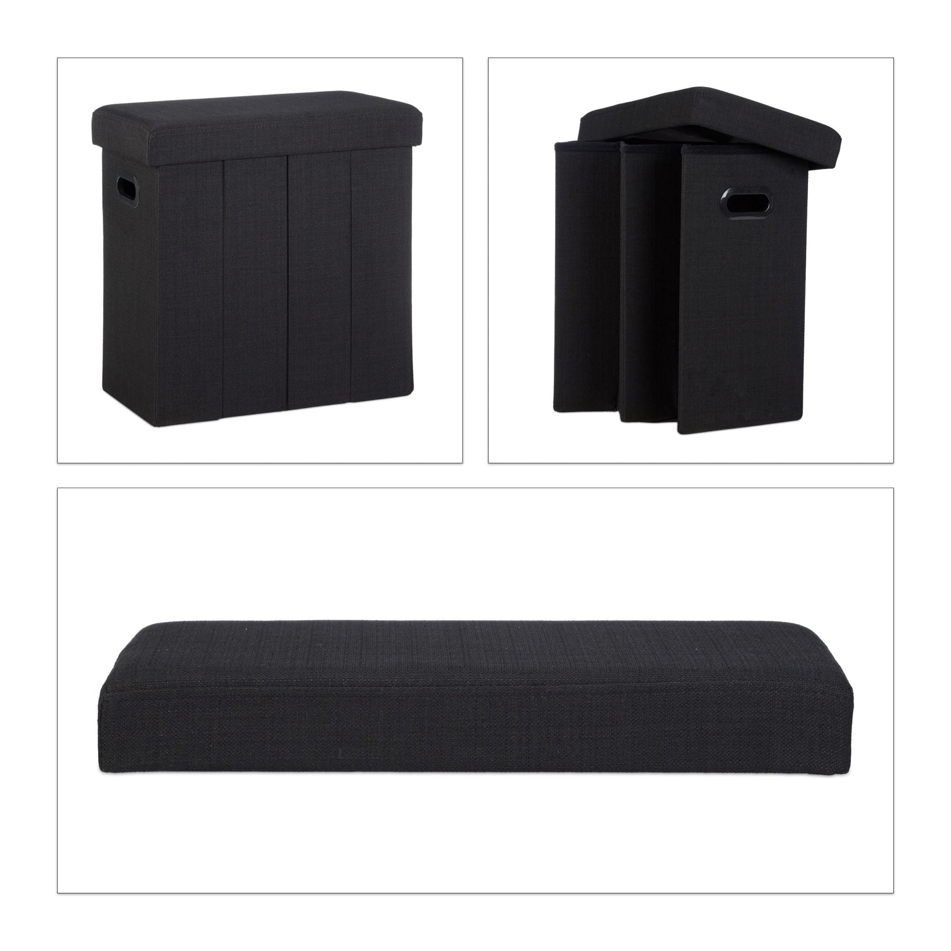 Faltbarer Sitzhocker Schwarz von Relaxdays