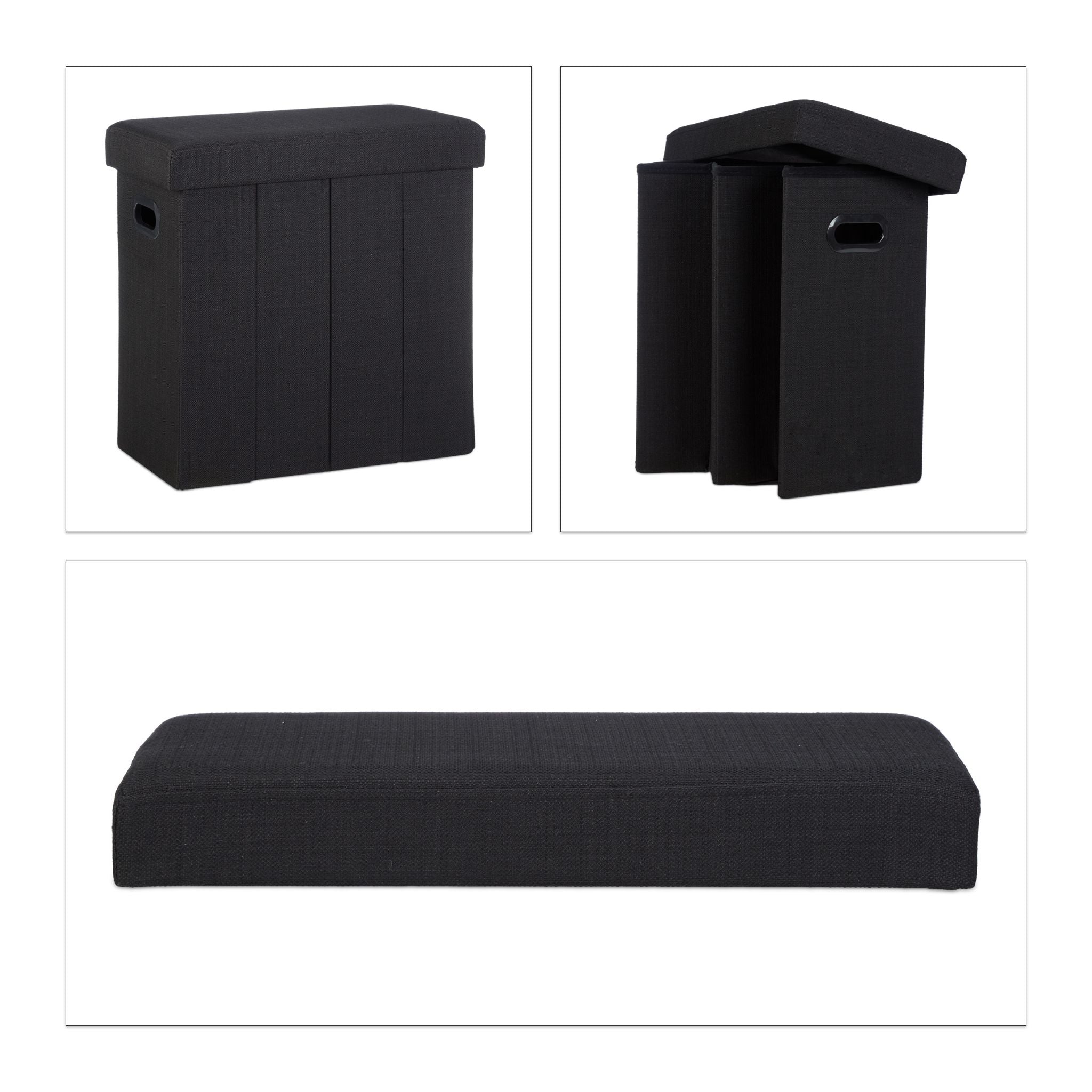 Faltbarer Sitzhocker Schwarz von Relaxdays