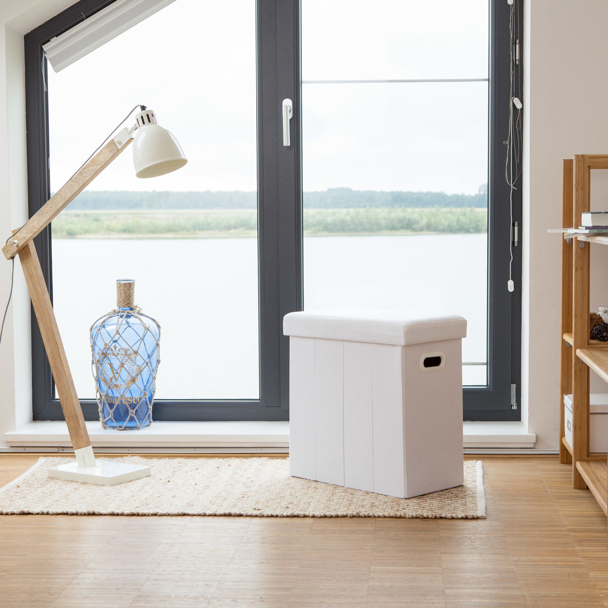 Faltbarer Sitzhocker Weiss von Relaxdays