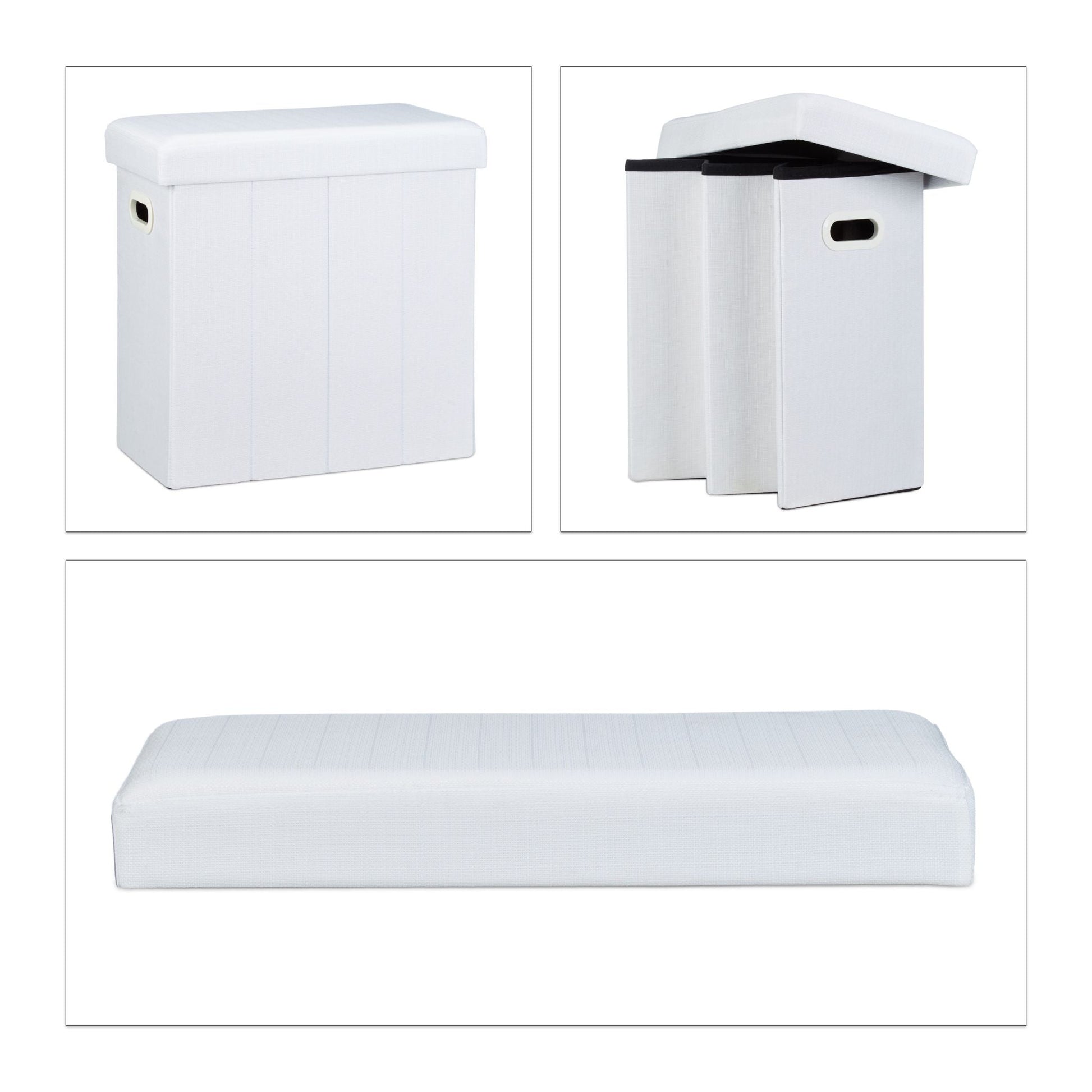 Faltbarer Sitzhocker Weiss von Relaxdays