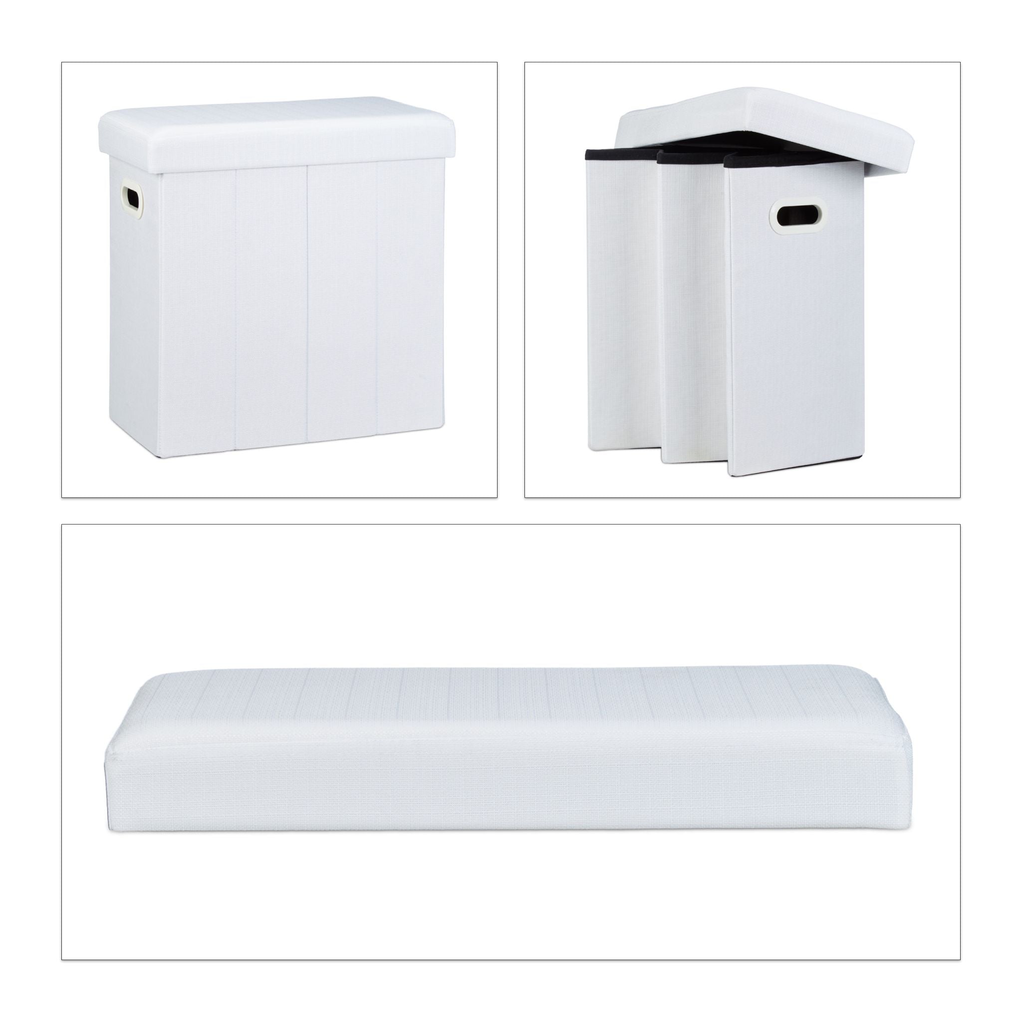 Faltbarer Sitzhocker Weiss von Relaxdays