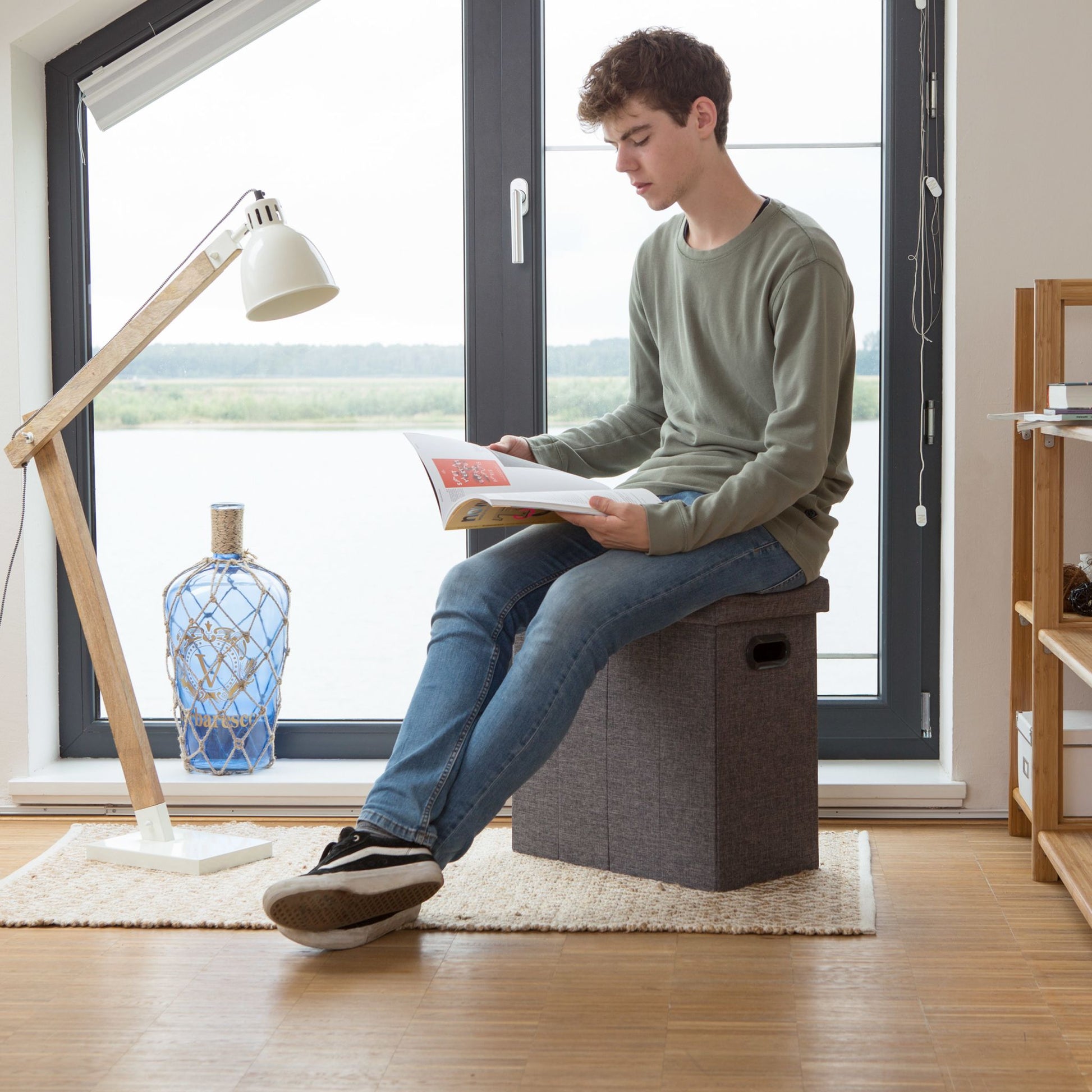 Faltbarer Sitzhocker Anthrazit von Relaxdays