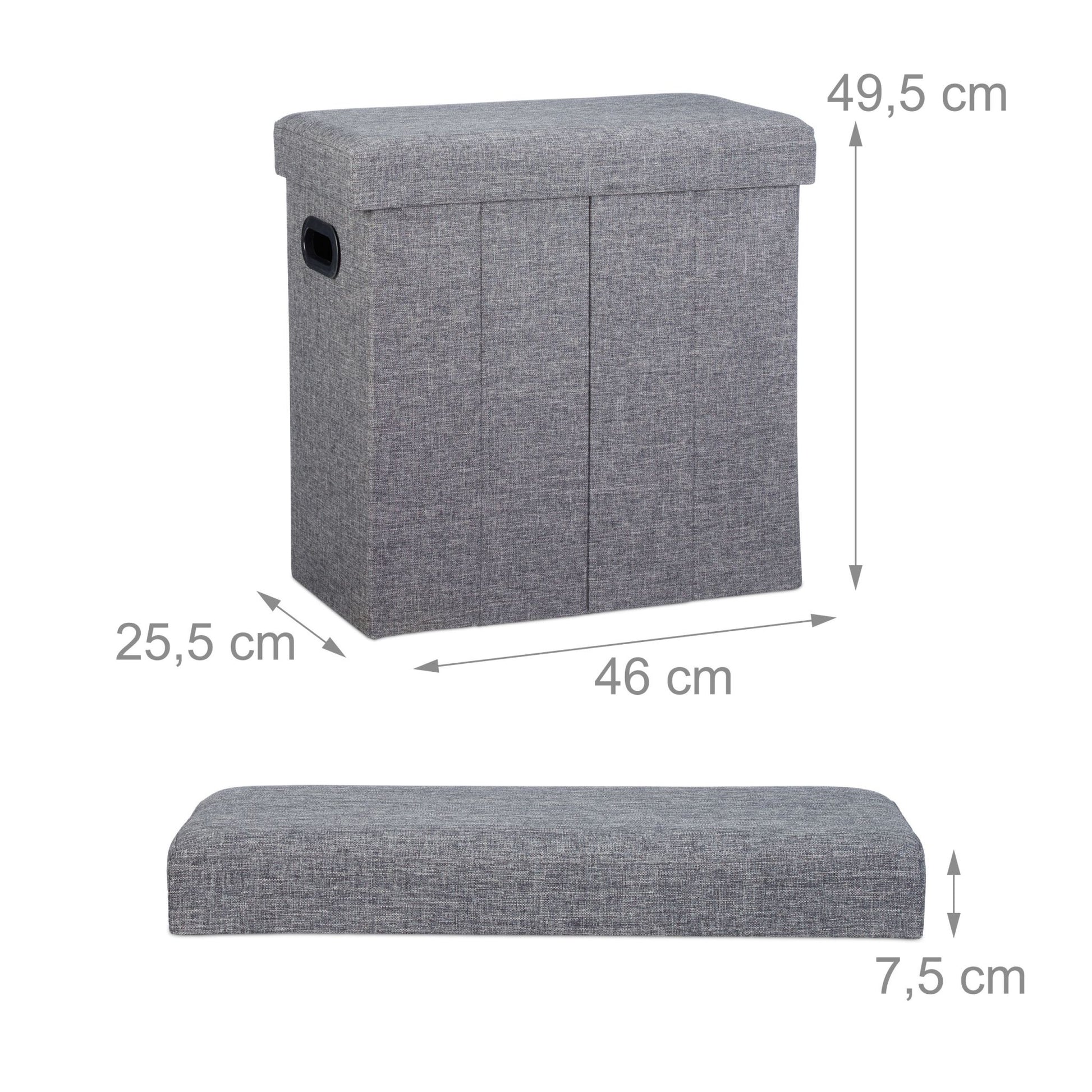 Faltbarer Sitzhocker Anthrazit von Relaxdays