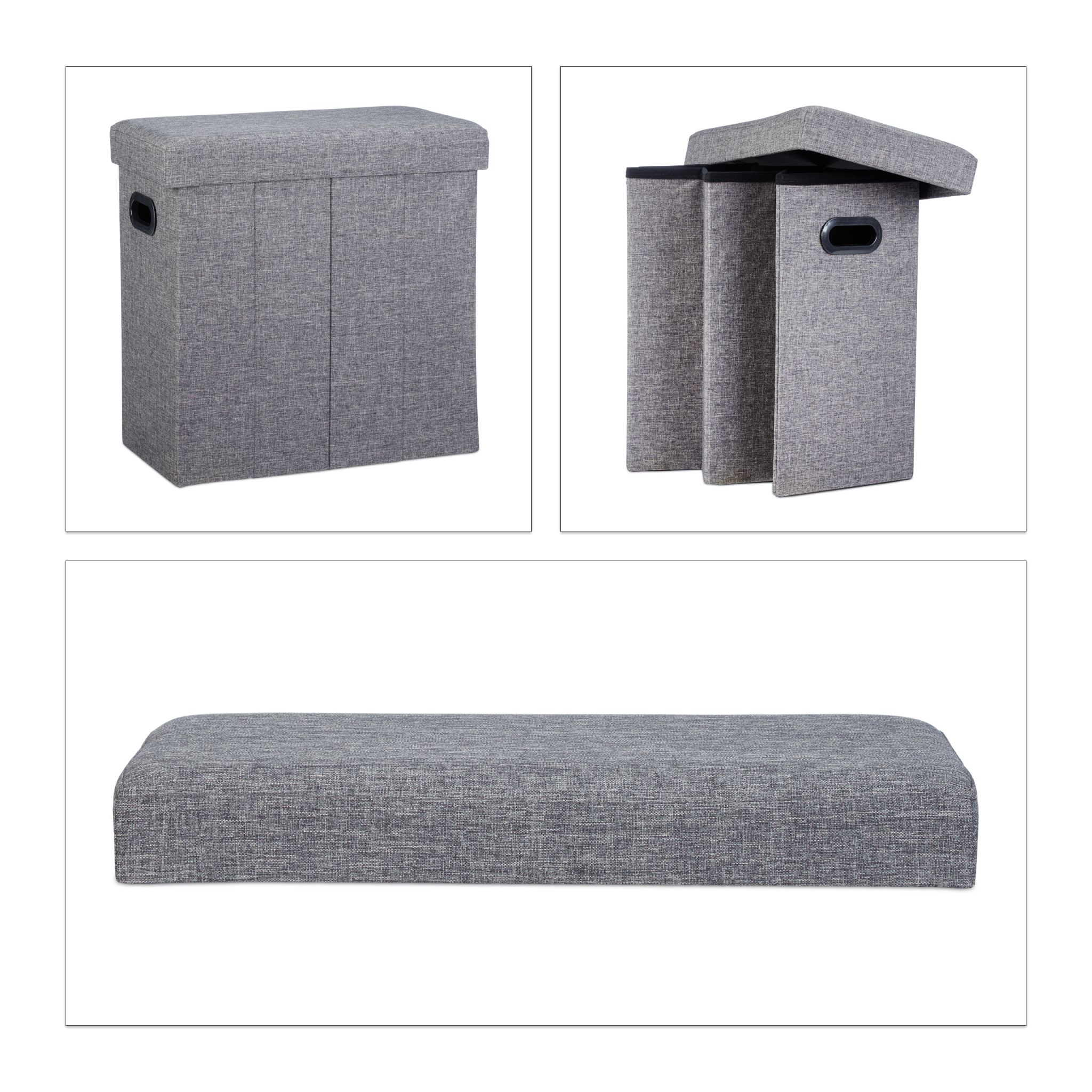 Faltbarer Sitzhocker Anthrazit von Relaxdays