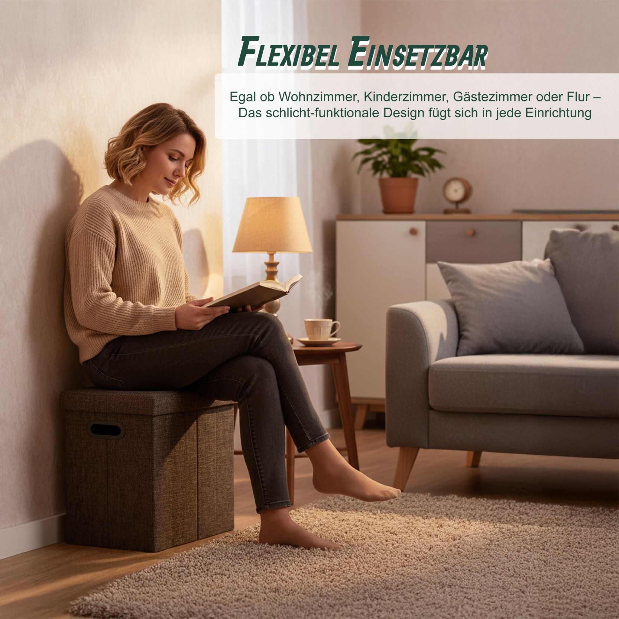 Faltbarer Sitzhocker Braun von Relaxdays