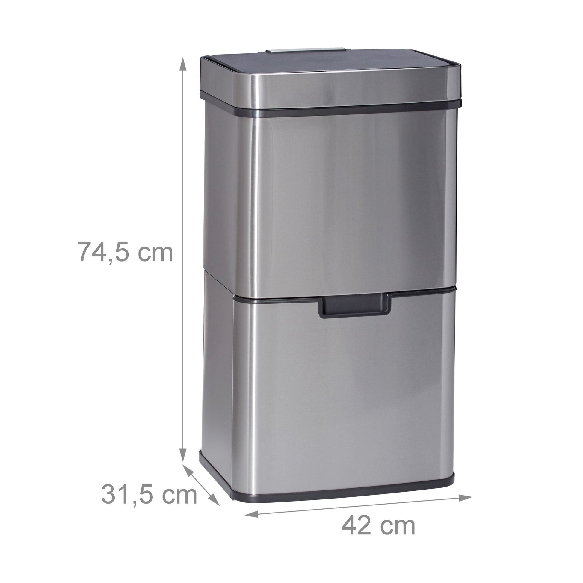Mülltrennsystem 3-fach mit Sensor Schwarz-Silber von Relaxdays