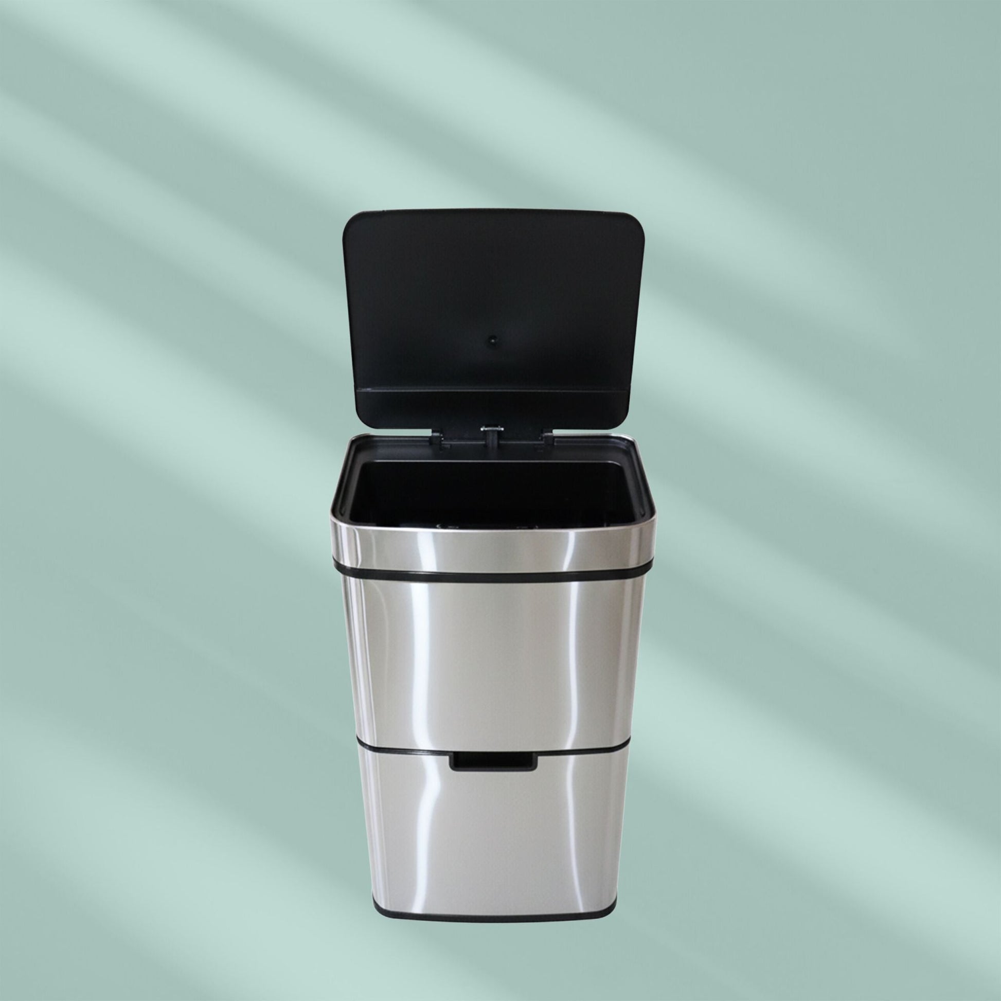 Mülltrennsystem 3-fach mit Sensor Schwarz-Silber von Relaxdays