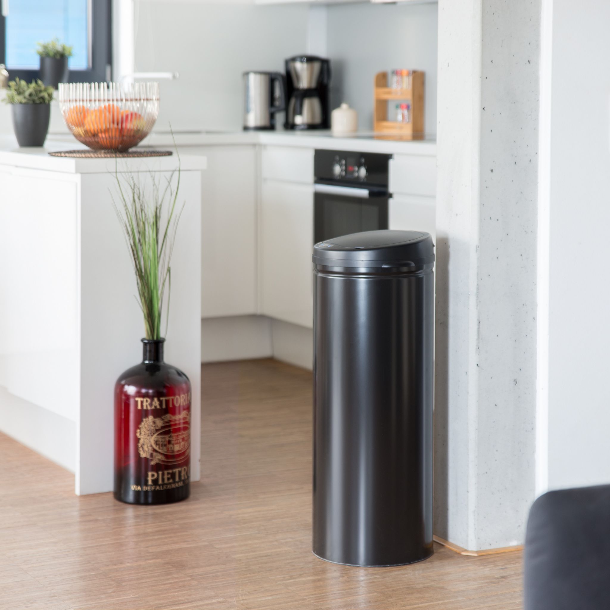 Mülleimer 50L mit Sensor Schwarz von Relaxdays