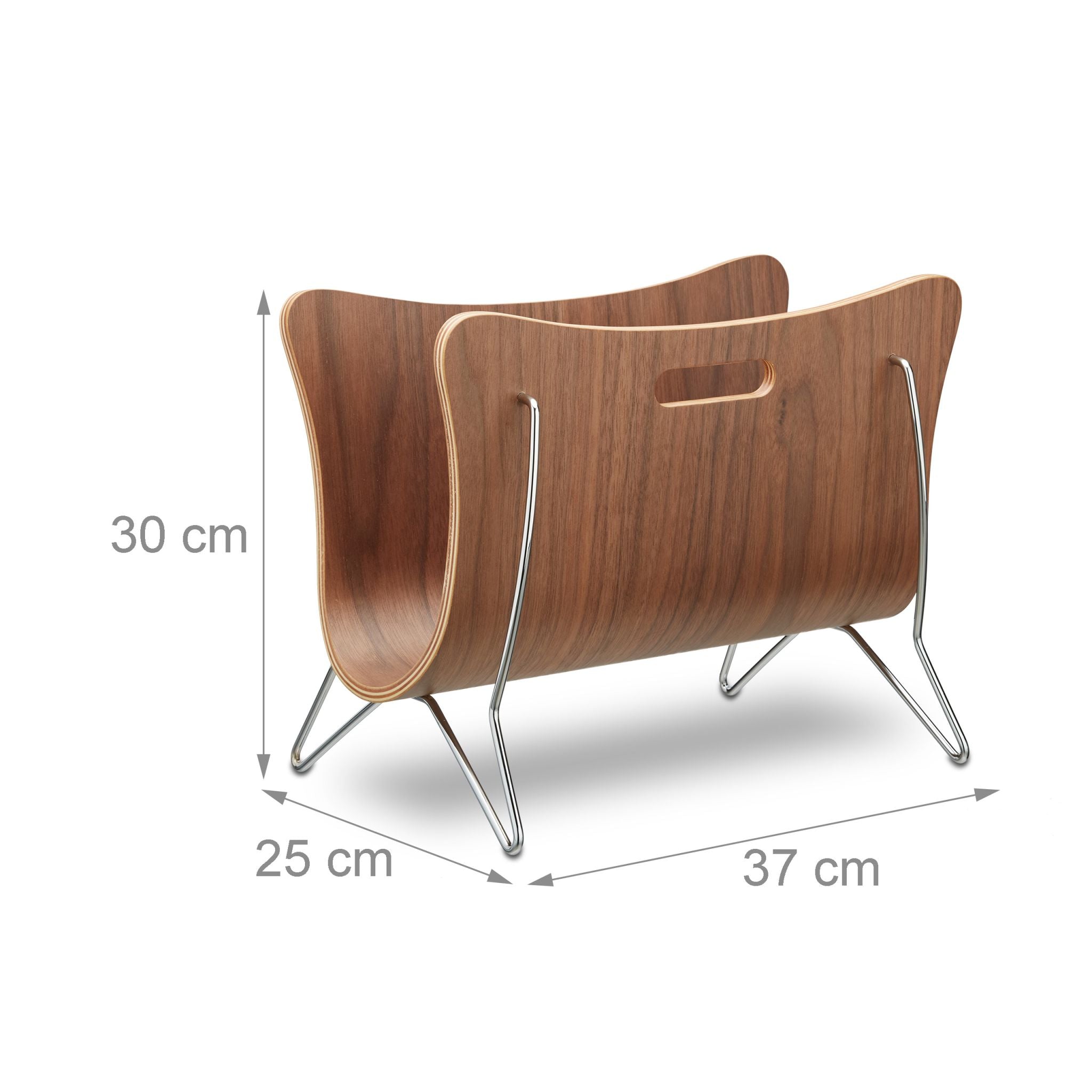 Zeitungsständer Holz braun gebogen Braun-Silber