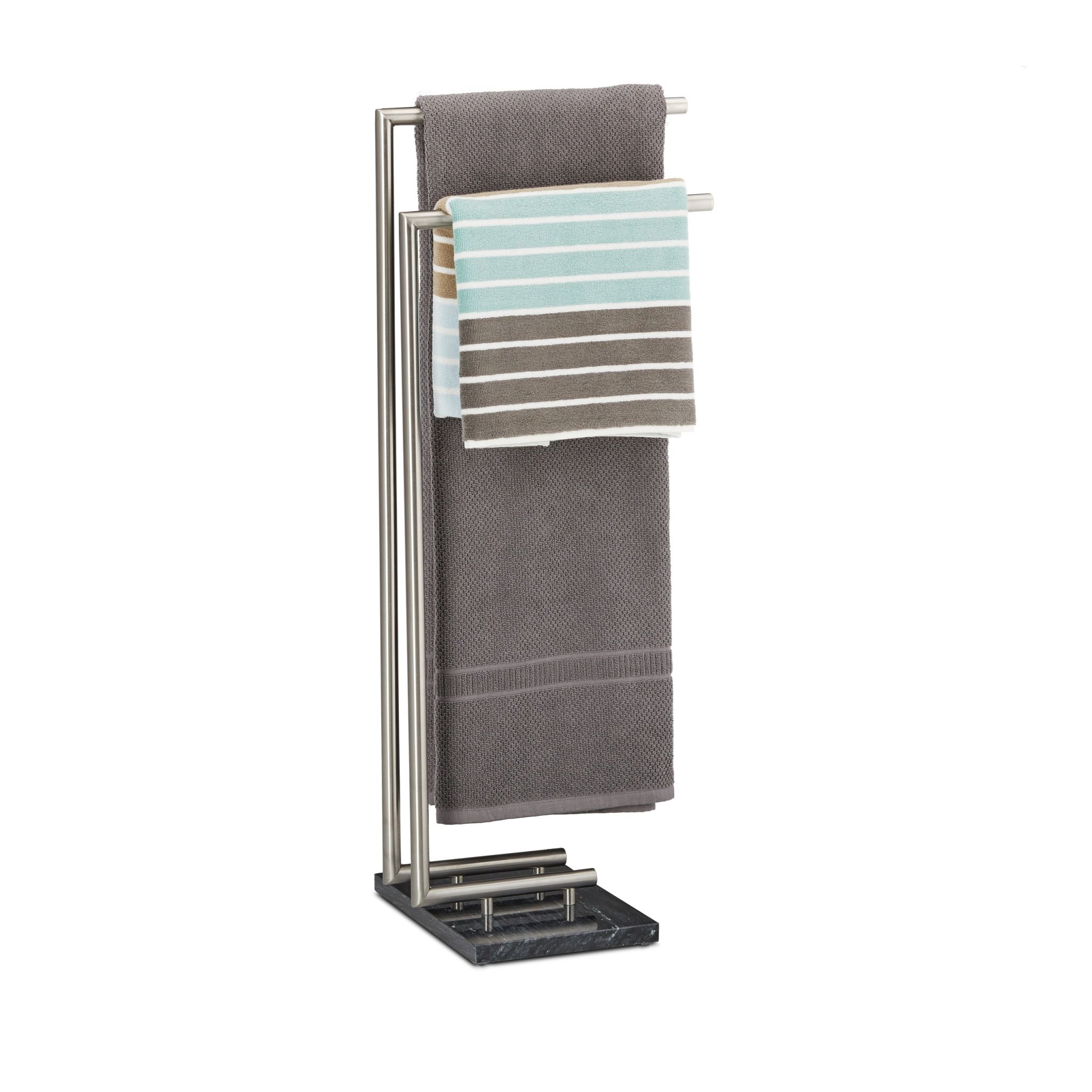 Freistehender Handtuchhalter PIERRE Anthrazit-Silber von Relaxdays