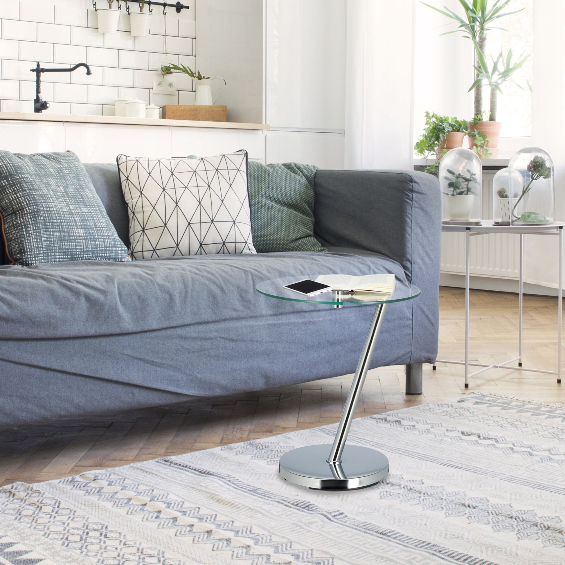 Kaffeetisch Glas und Metall Silber-Transparent von Relaxdays