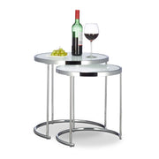 Satztische rund Milchglas Weiss-Silber von Relaxdays