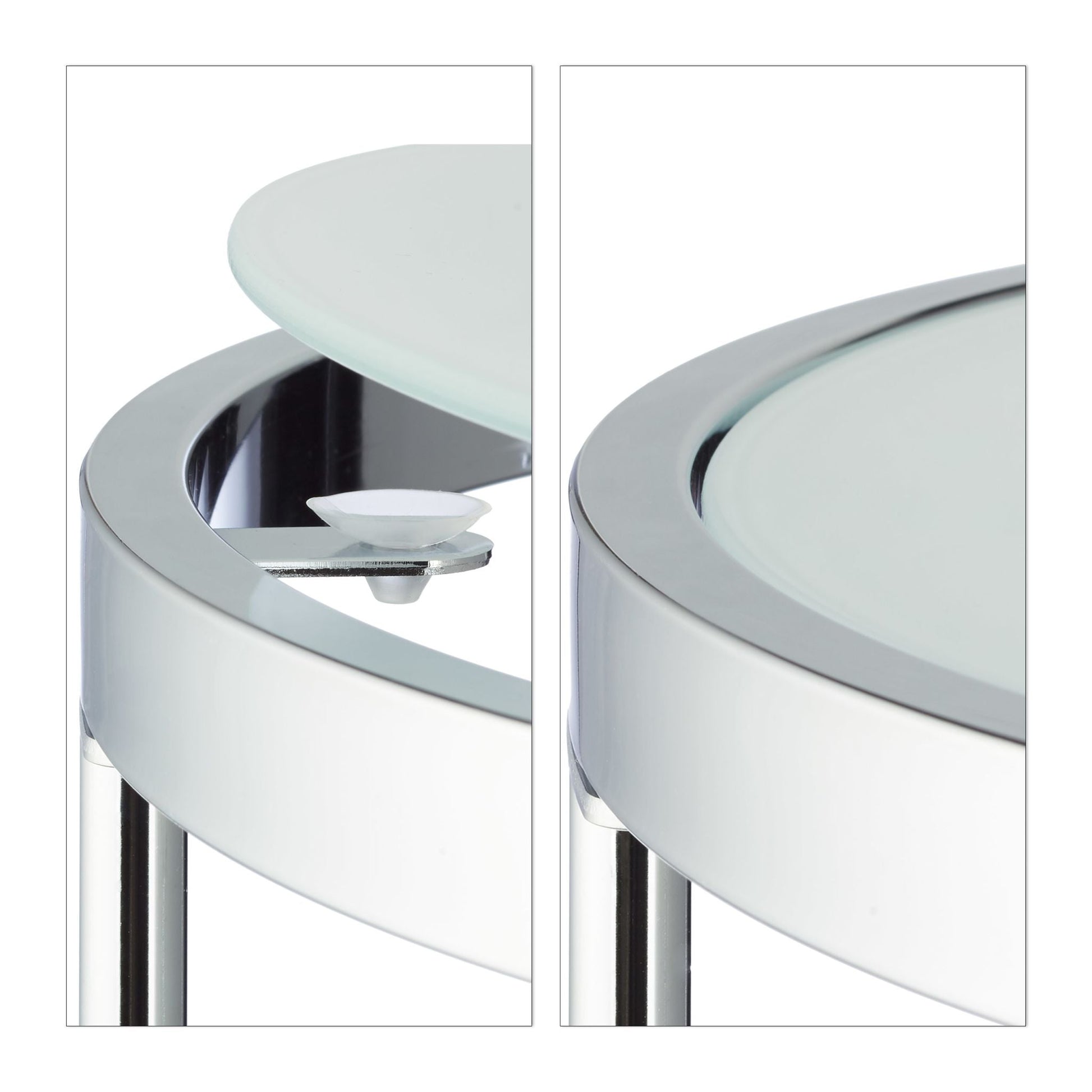 Satztische rund Milchglas Weiss-Silber von Relaxdays