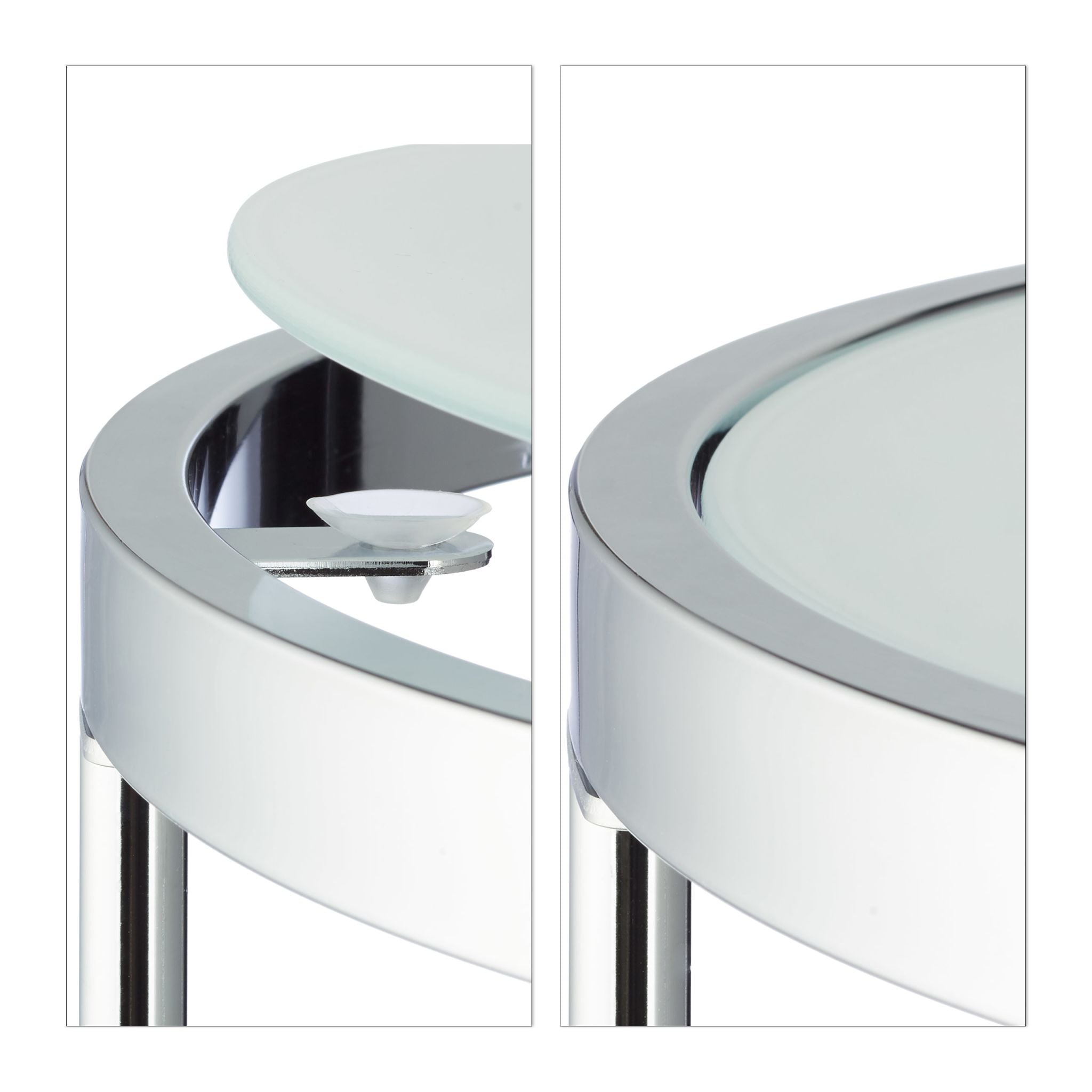 Satztische rund Milchglas Weiss-Silber von Relaxdays