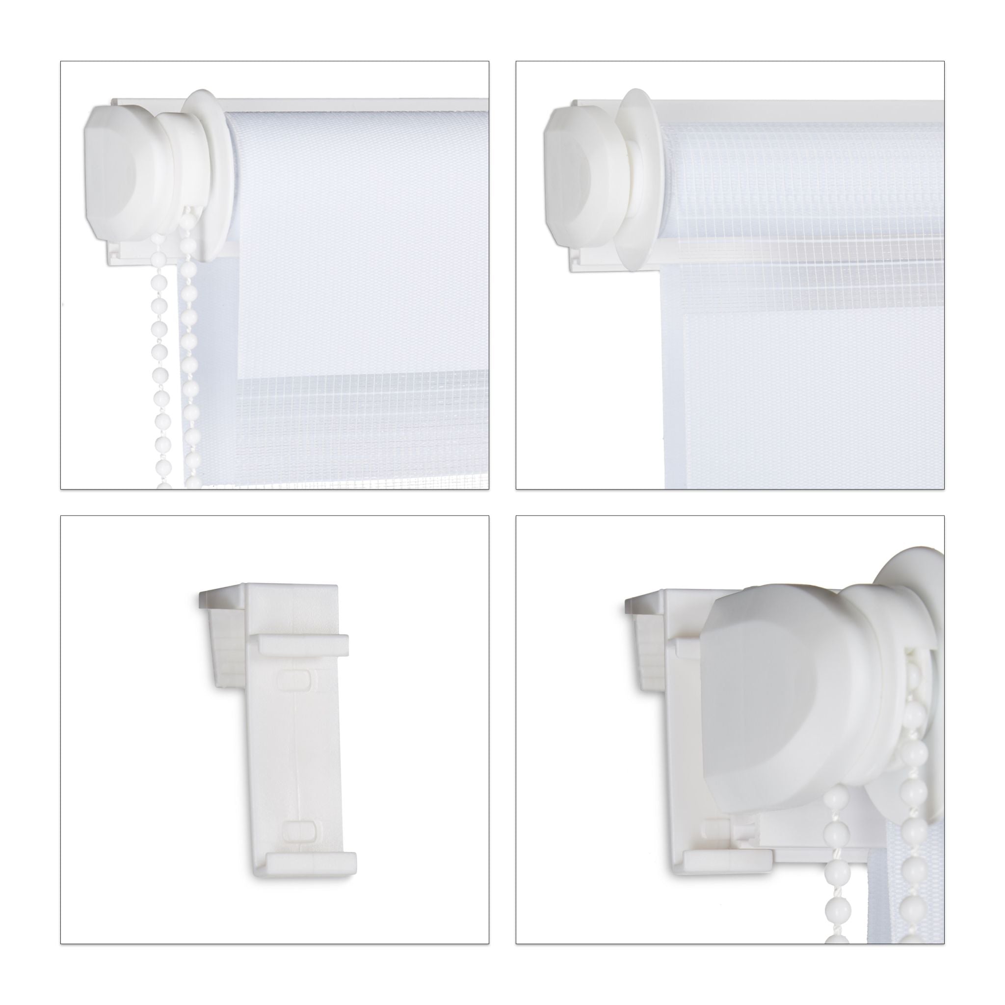 Doppelrollo Klemmfix ohne bohren Weiss-Transparent von Relaxdays