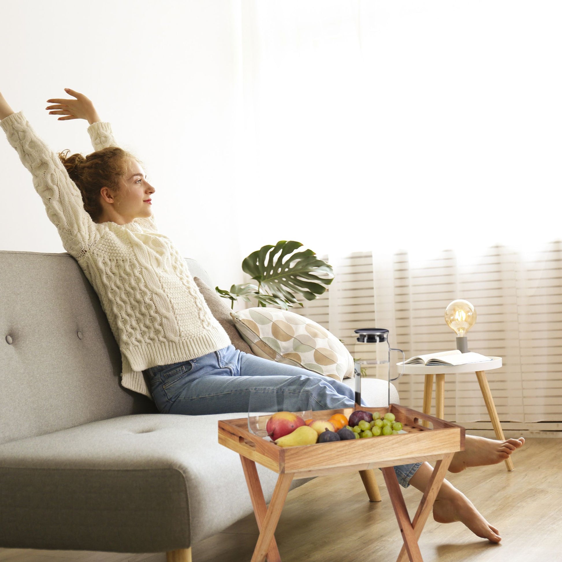 Tabletttisch klappbar Walnuss Hellbraun von Relaxdays