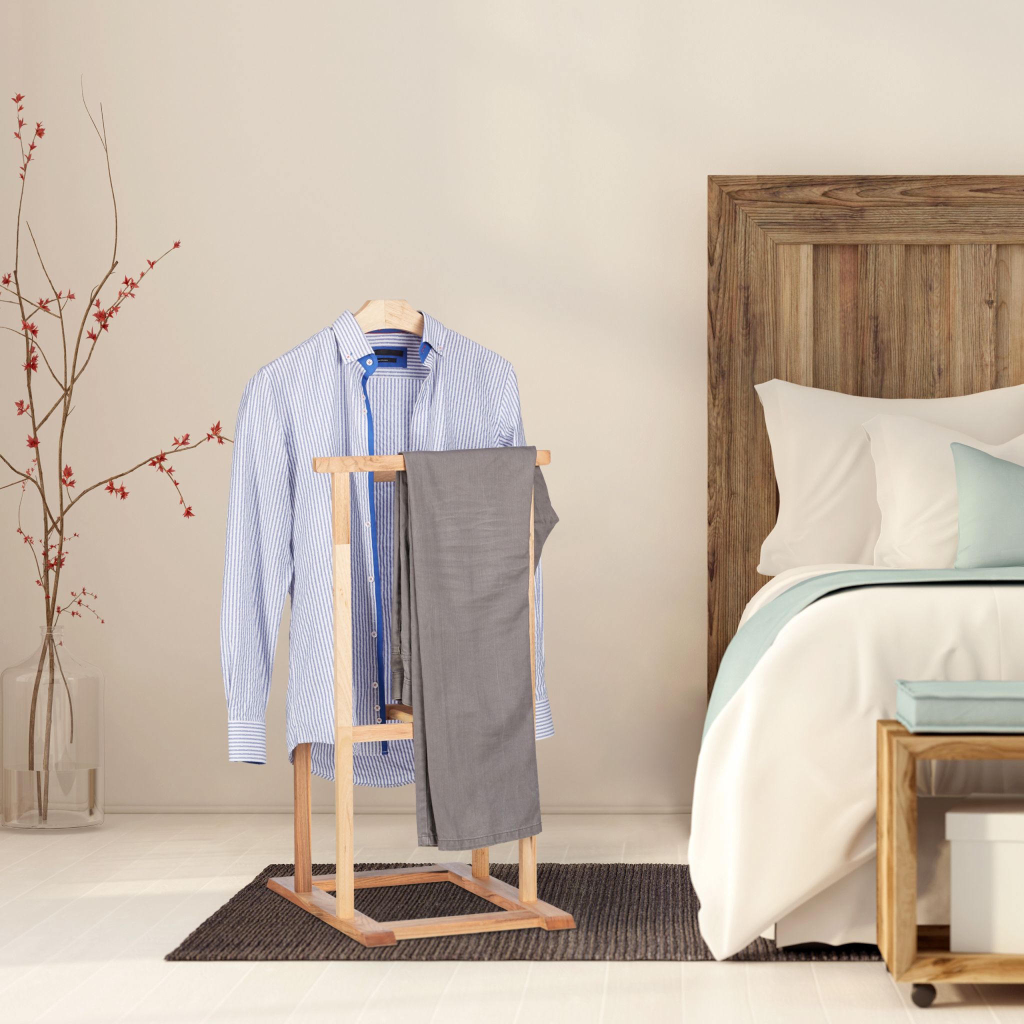 Herrendiener Holz freistehend Hellbraun von Relaxdays