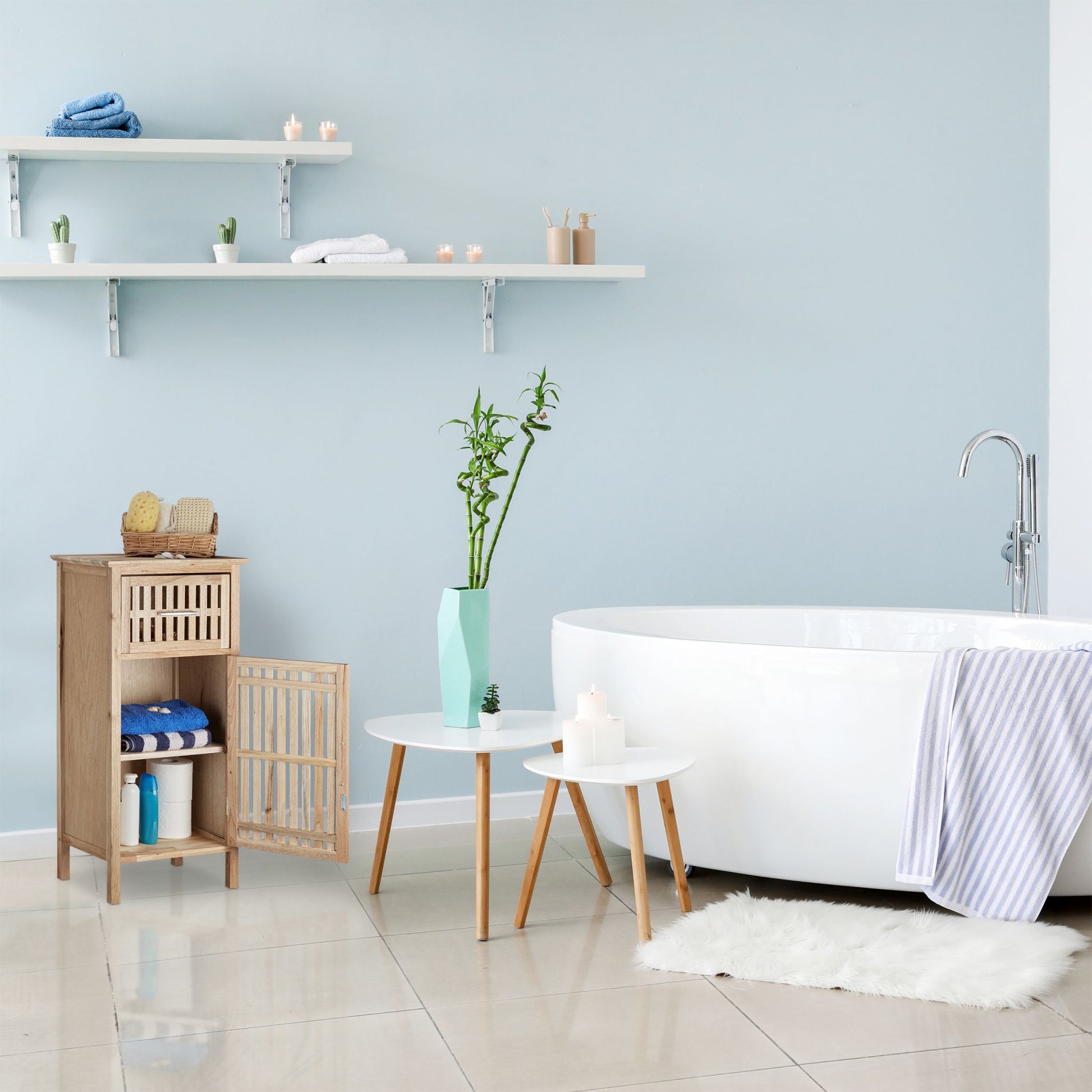 Badschrank Walnuss freistehend Hellbraun von Relaxdays