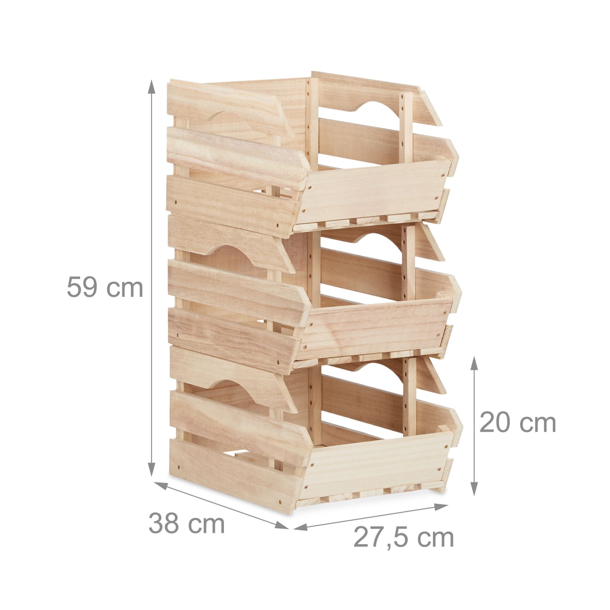 Stapelkisten Holz Hellbraun von Relaxdays