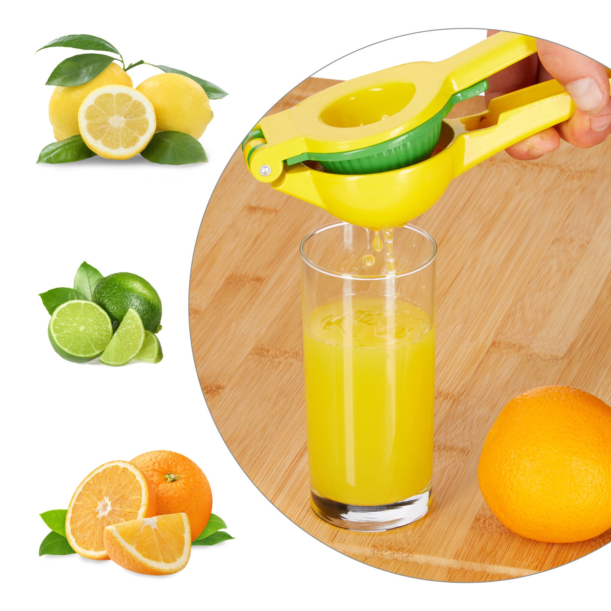 Zitruspresse manuell 2 in 1 Gelb-Grün von Relaxdays