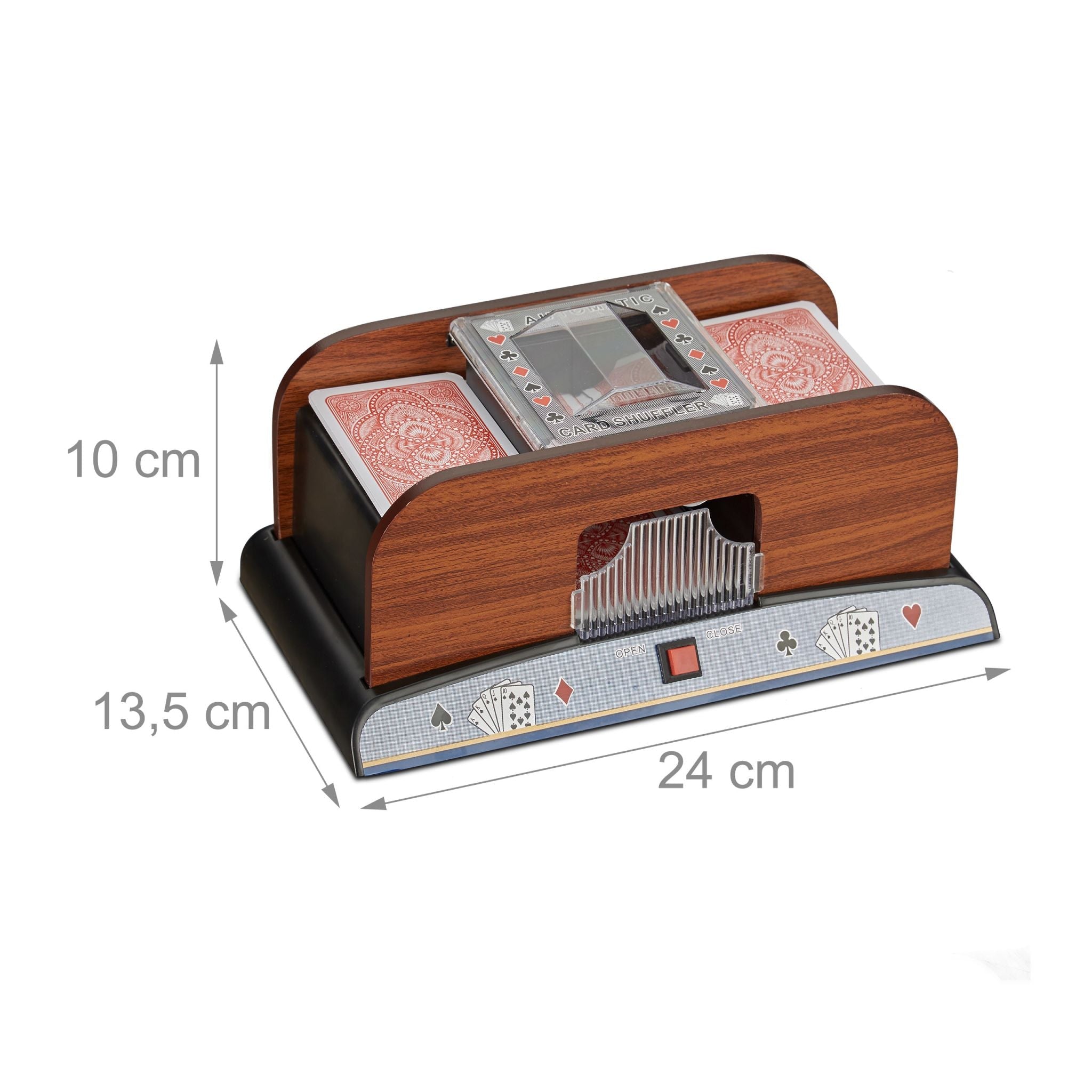Kartenmischer 2 Decks Holzoptik Braun-Grün-Transparent