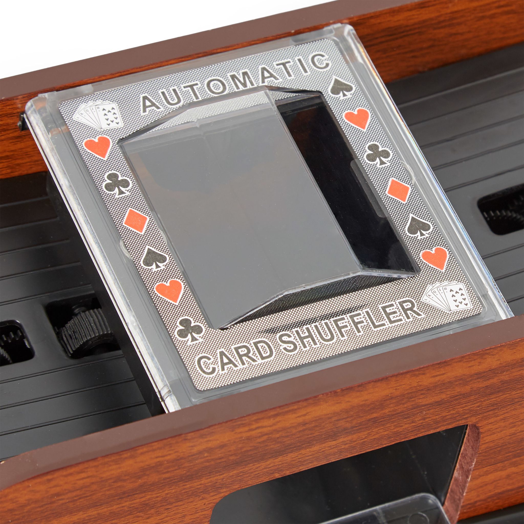 Kartenmischer 2 Decks Holzoptik Braun-Grün-Transparent