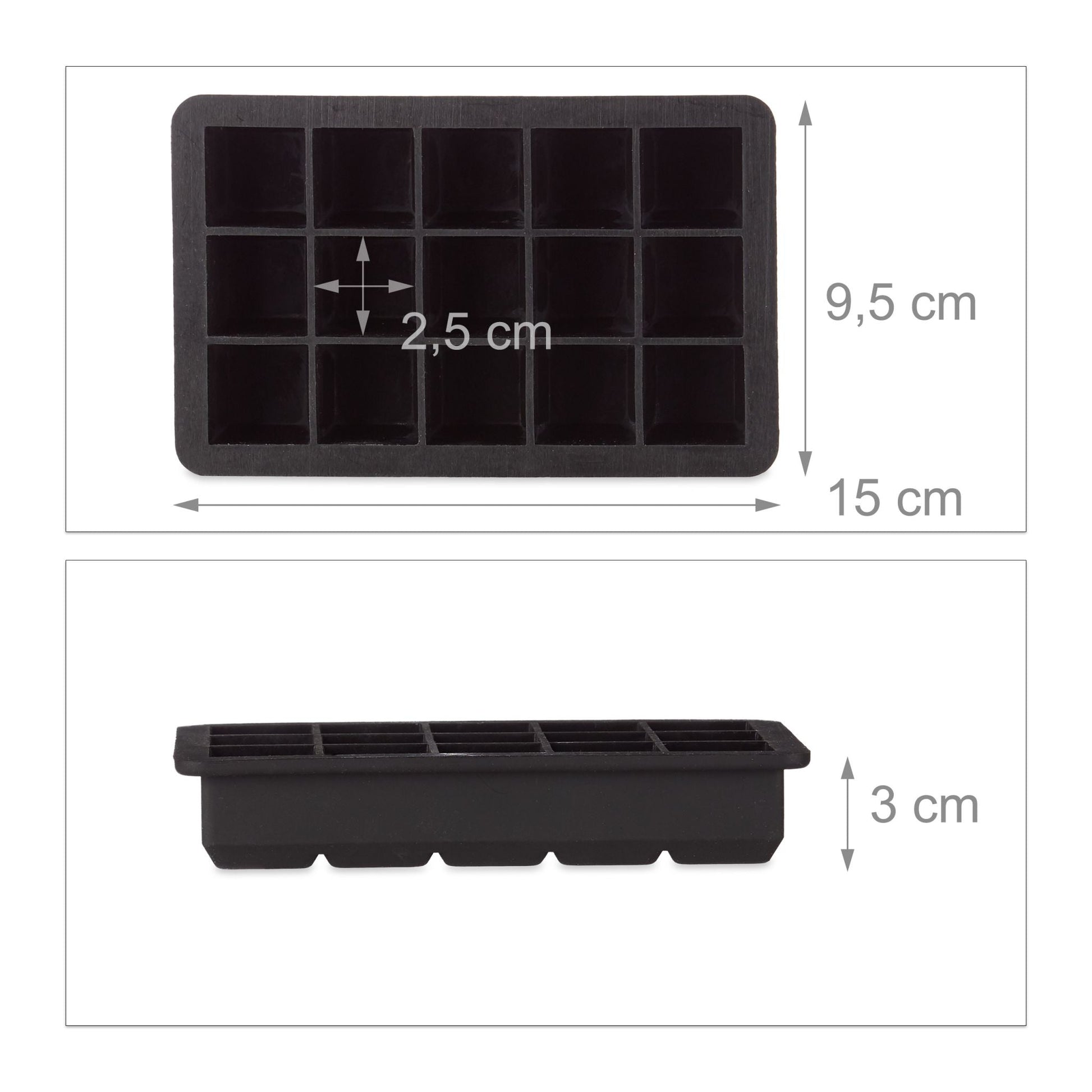Eiswürfelform Silikon 2,5cm Schwarz von Relaxdays