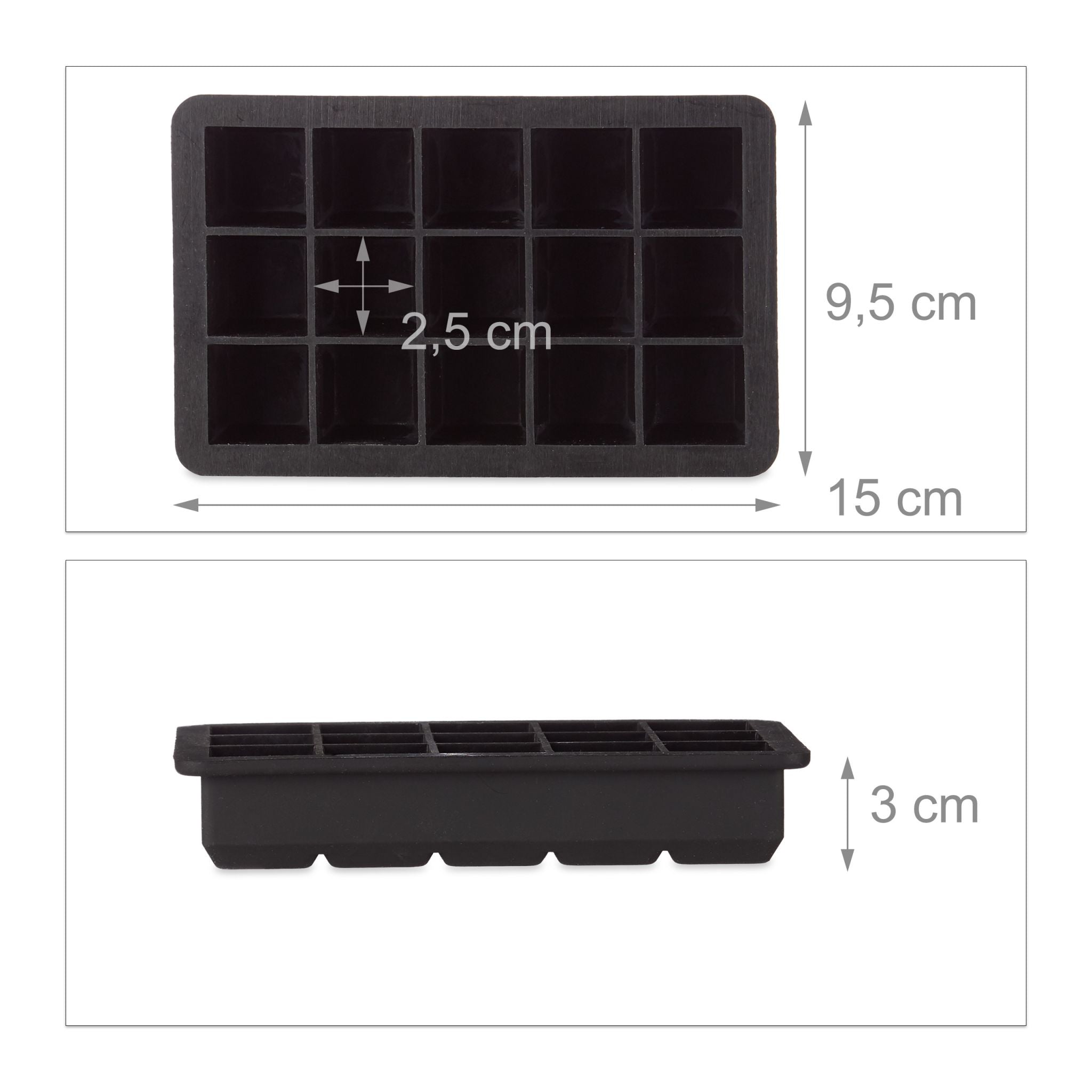 Eiswürfelform Silikon 2,5cm Schwarz von Relaxdays