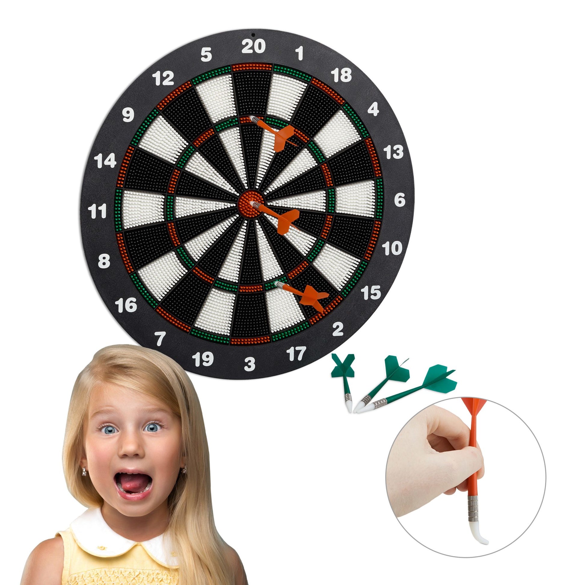 Dartscheibe Soft Darts 42cm Weiss-Rot-Schwarz von Relaxdays