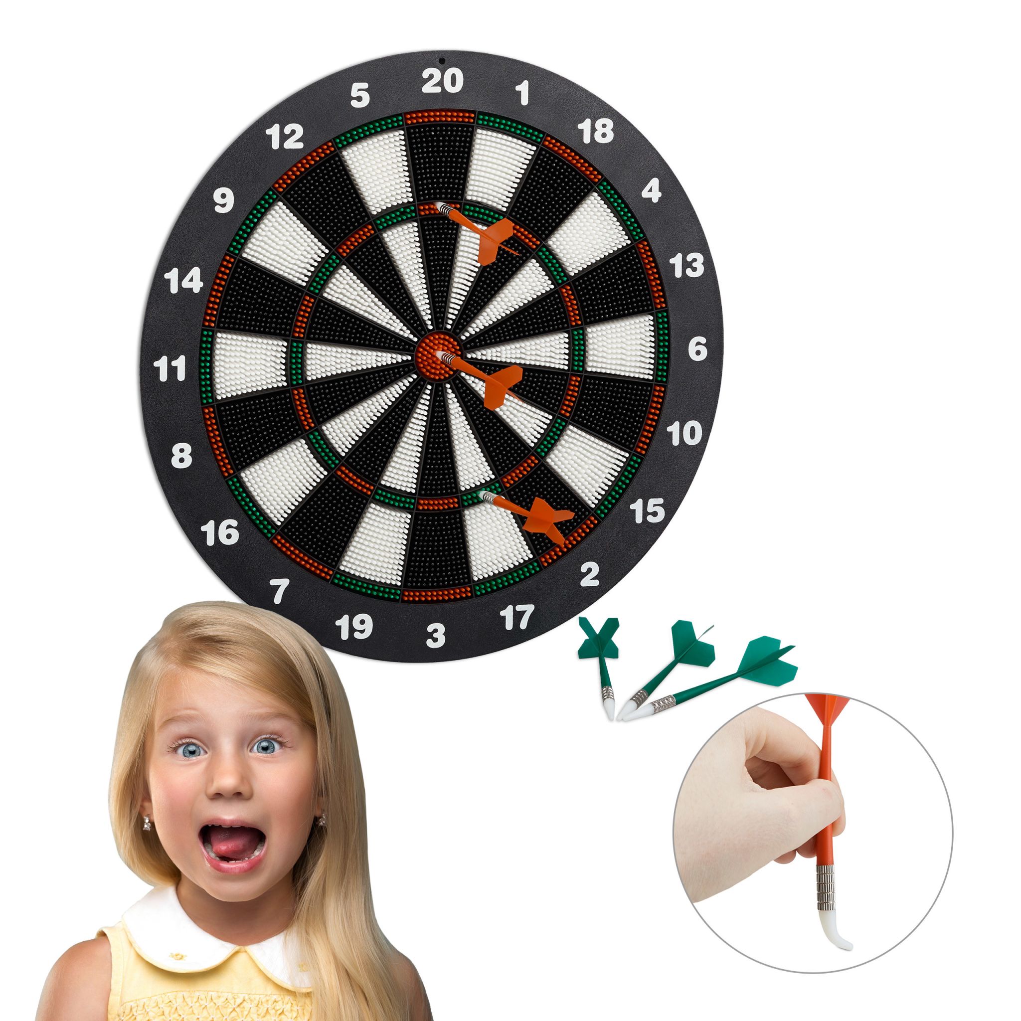 Dartscheibe Soft Darts 42cm Weiss-Rot-Schwarz von Relaxdays