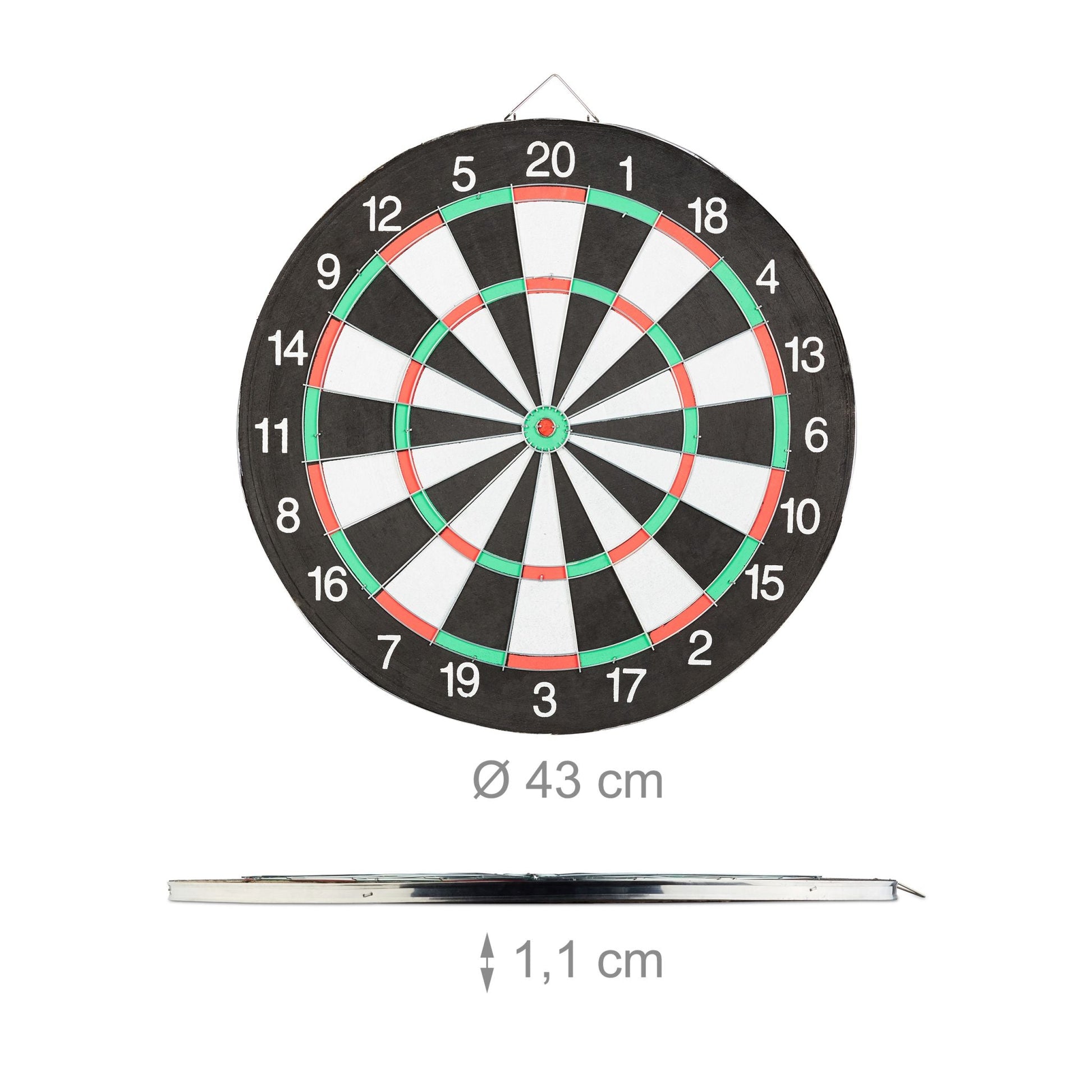 Dartscheibe X1 mit Pfeilen Weiss-Grün-Schwarz von Relaxdays
