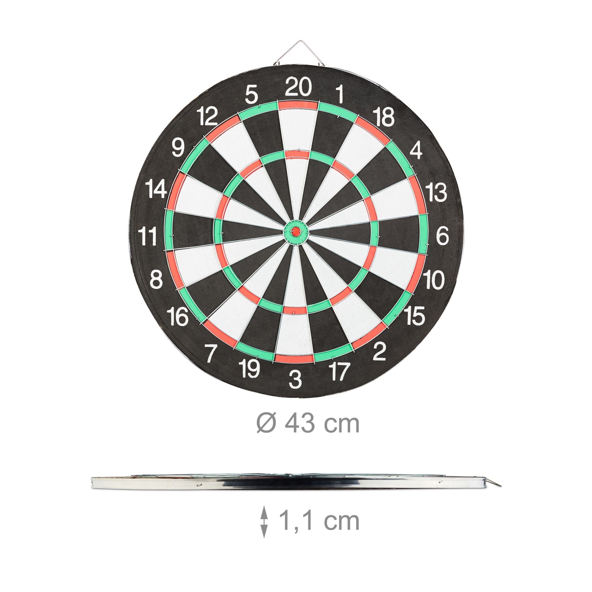 Dartscheibe X1 mit Pfeilen Weiss-Grün-Schwarz von Relaxdays