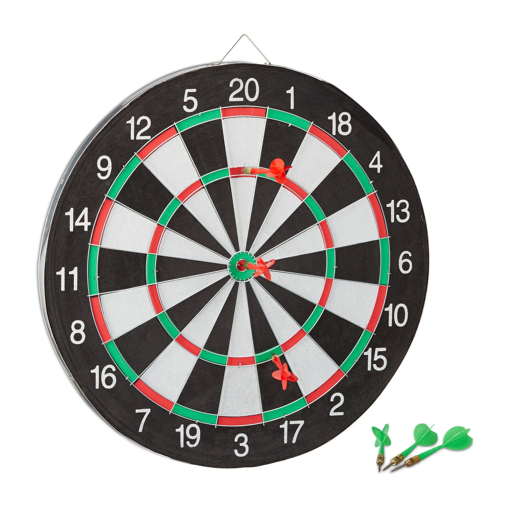 Dartscheibe Board X2 mit Pfeilen Weiss-Grün-Schwarz von Relaxdays
