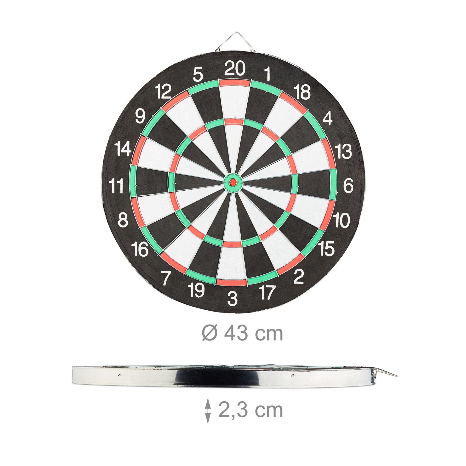 Dartscheibe Board X2 mit Pfeilen Weiss-Grün-Schwarz von Relaxdays