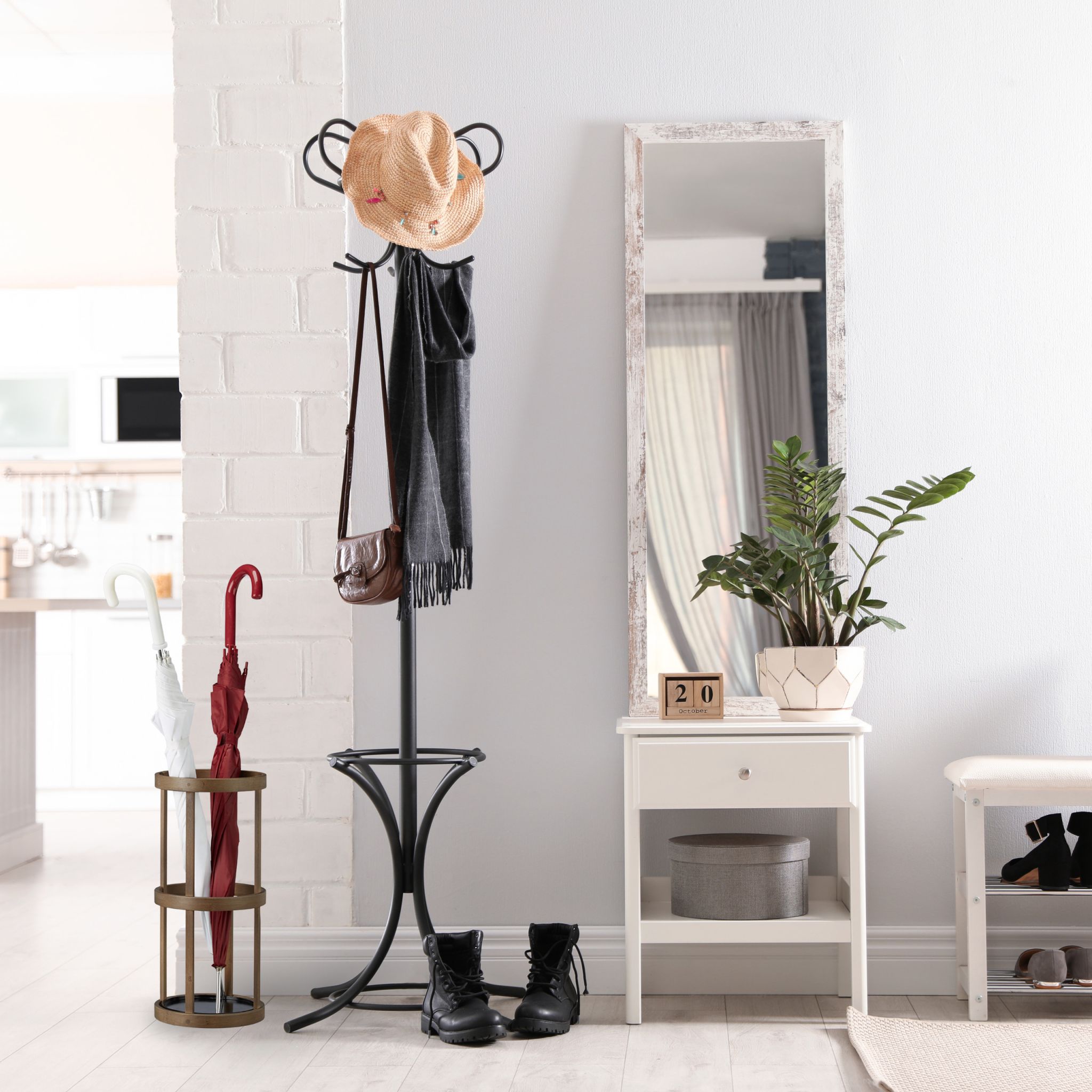 Schirmständer Bambus rund Braun-Schwarz von Relaxdays