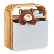 Hocker mit Aufbewahrung Bambus Hellbraun-Grau von Relaxdays