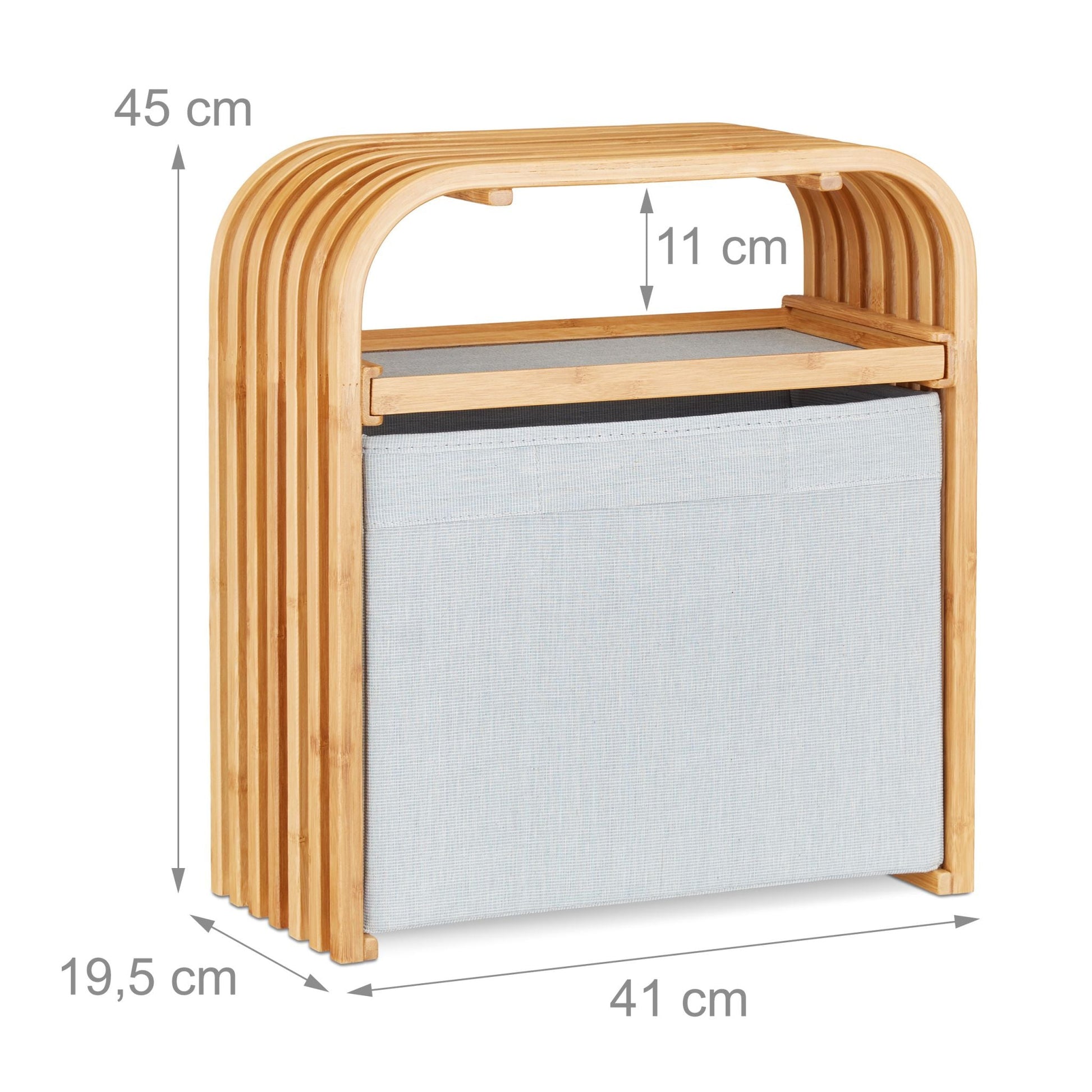 Hocker mit Aufbewahrung Bambus Hellbraun-Grau von Relaxdays