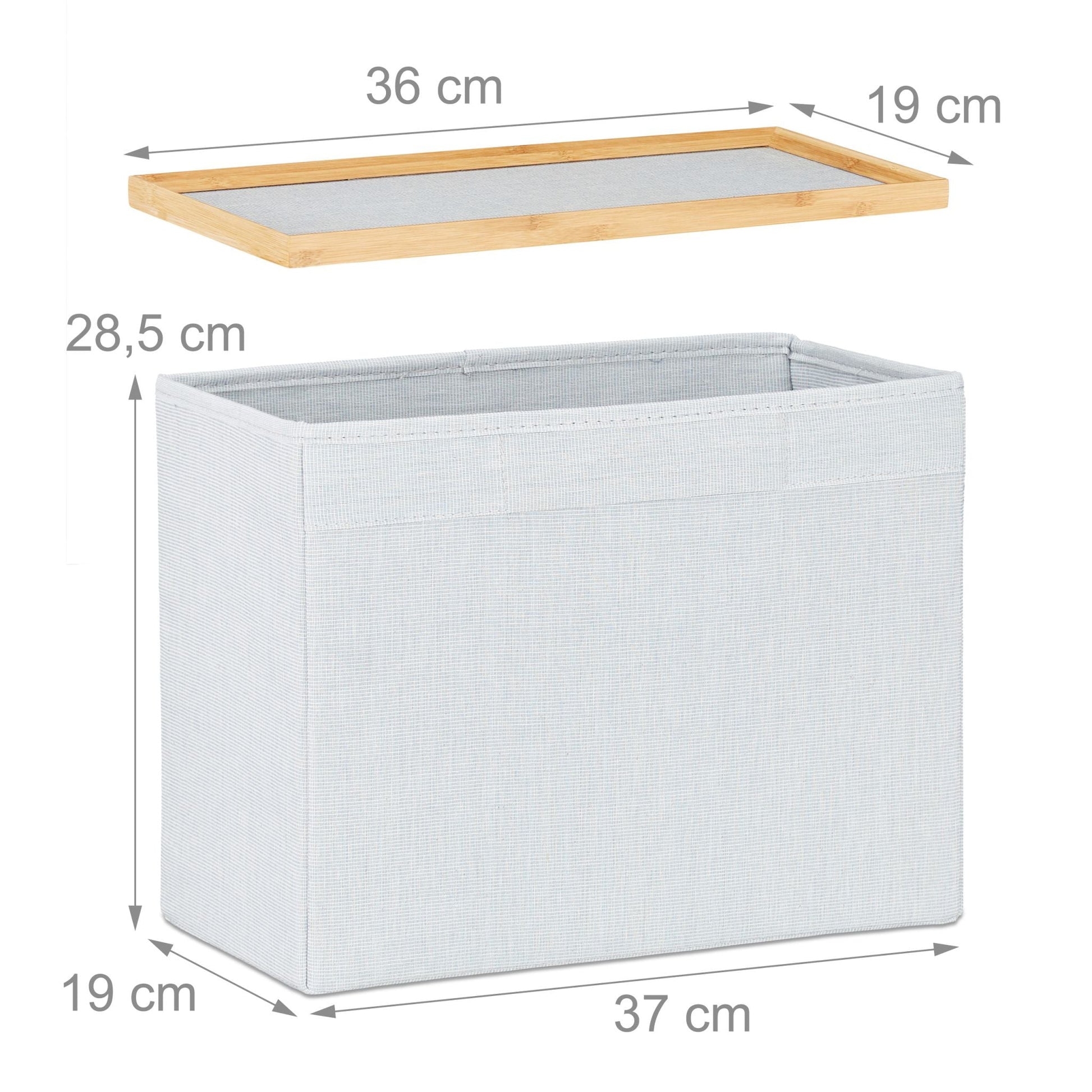Hocker mit Aufbewahrung Bambus Hellbraun-Grau von Relaxdays