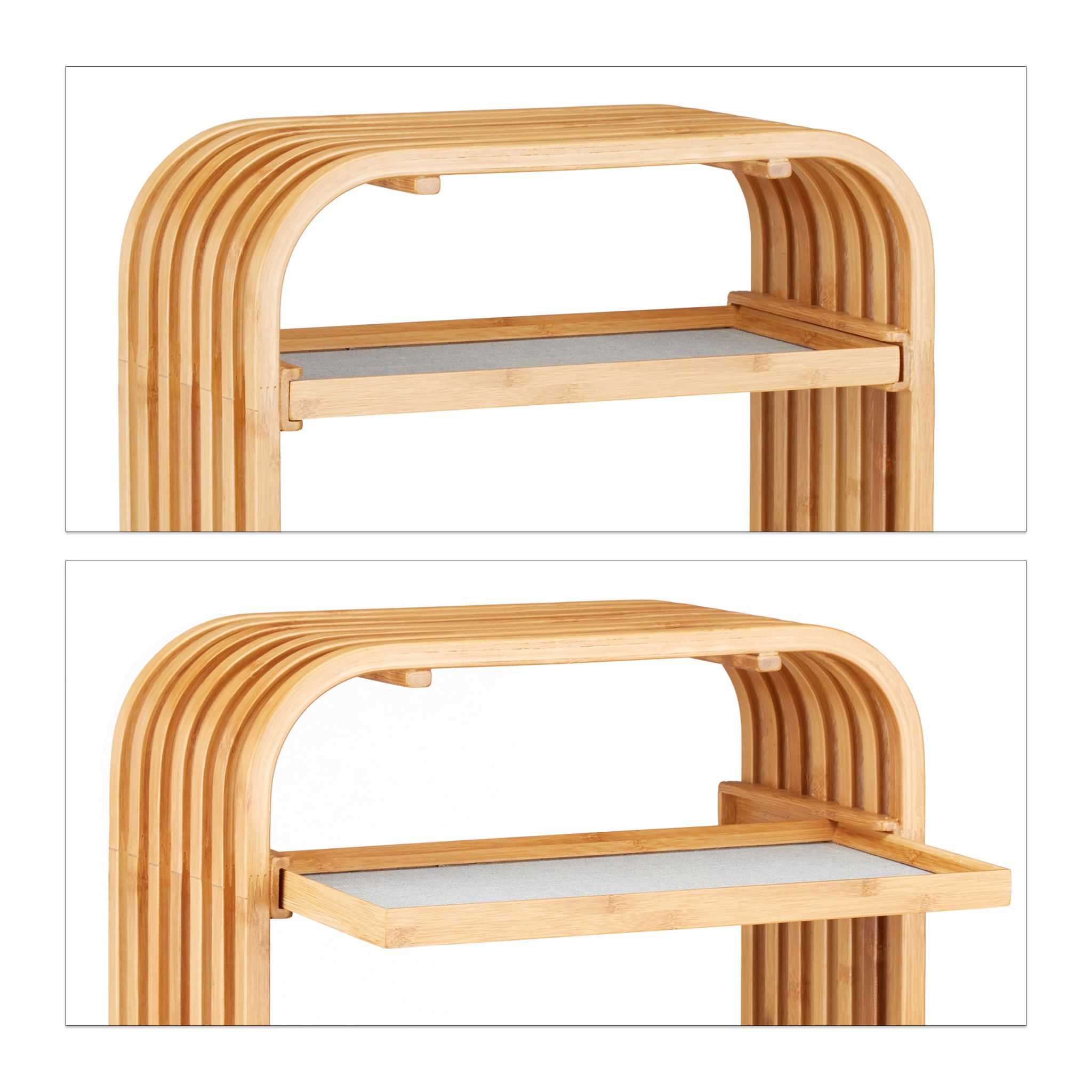 Hocker mit Aufbewahrung Bambus Hellbraun-Grau von Relaxdays