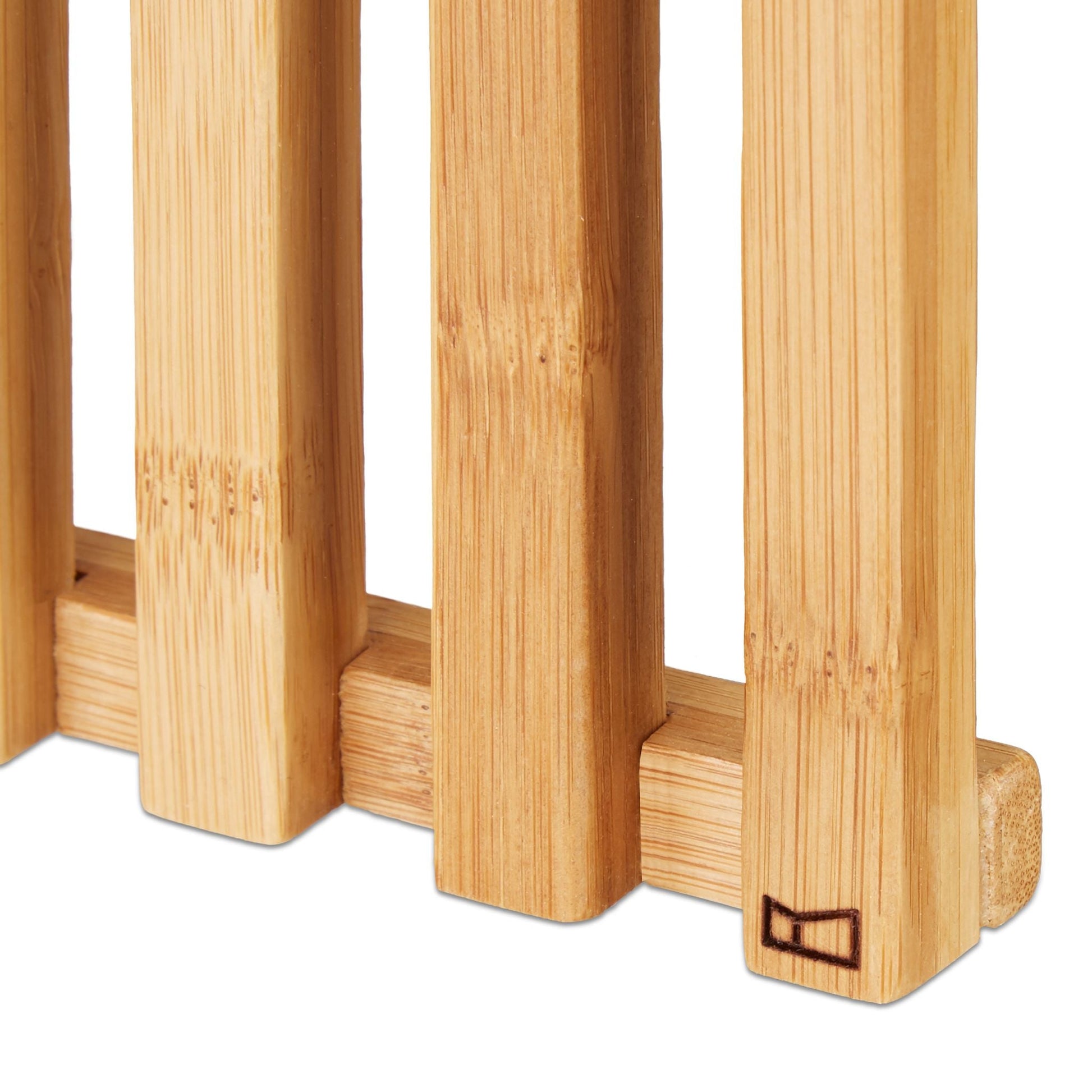 Hocker mit Aufbewahrung Bambus Hellbraun-Grau von Relaxdays