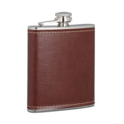 Flachmann 200ml mit Kunstleder Braun-Silber von Relaxdays