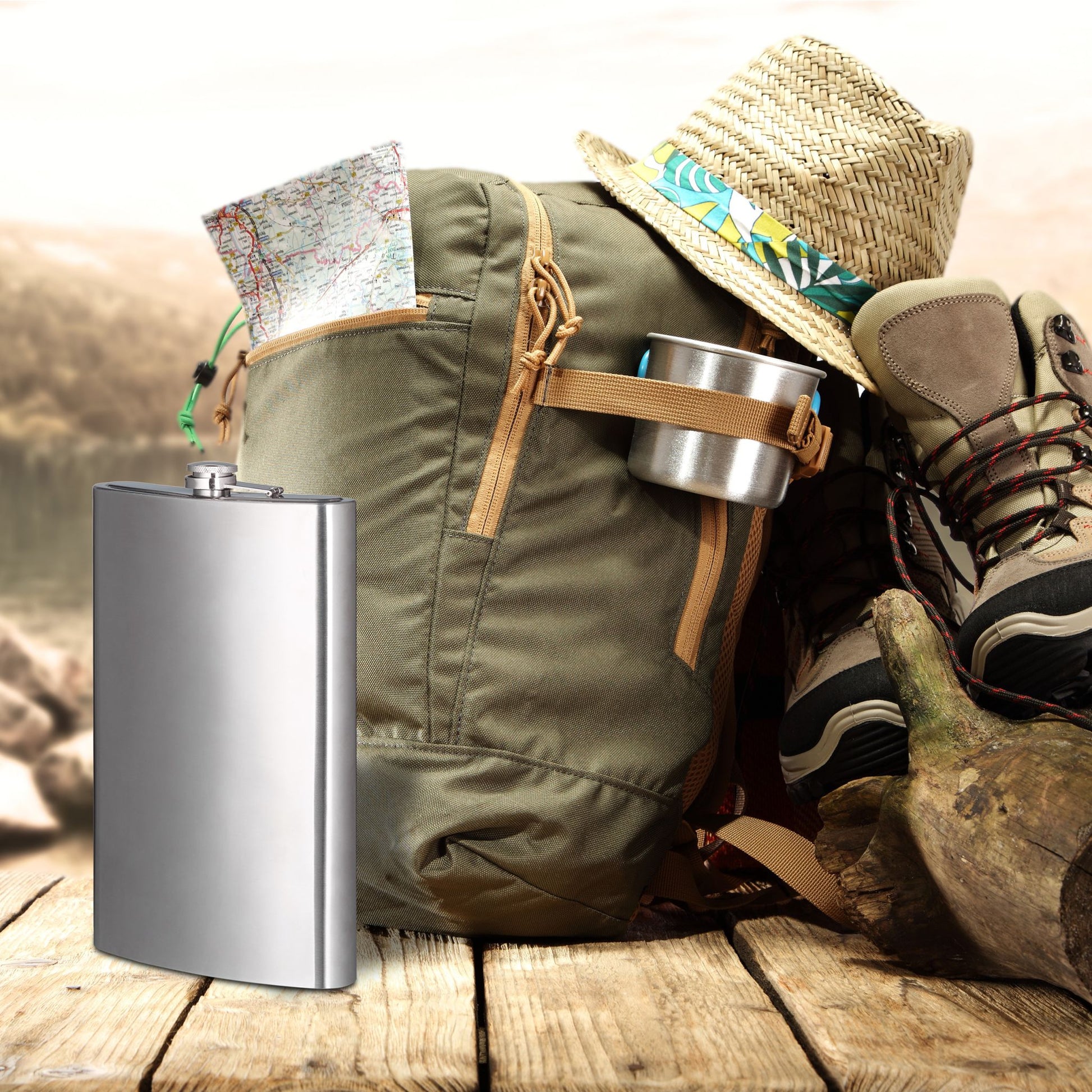 Flachmann XXL 1,8l Edelstahl Silber von Relaxdays