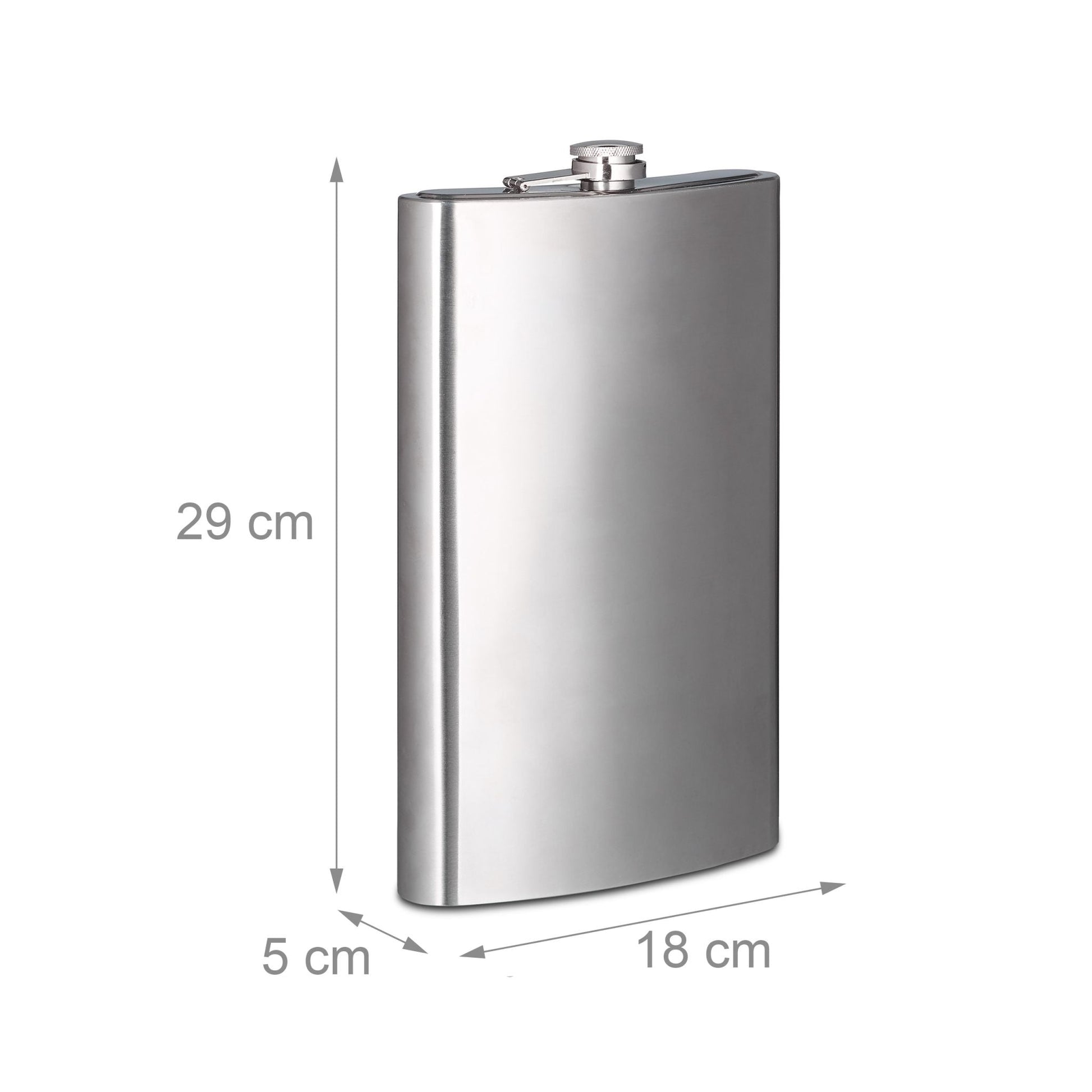 Flachmann XXL 1,8l Edelstahl Silber von Relaxdays