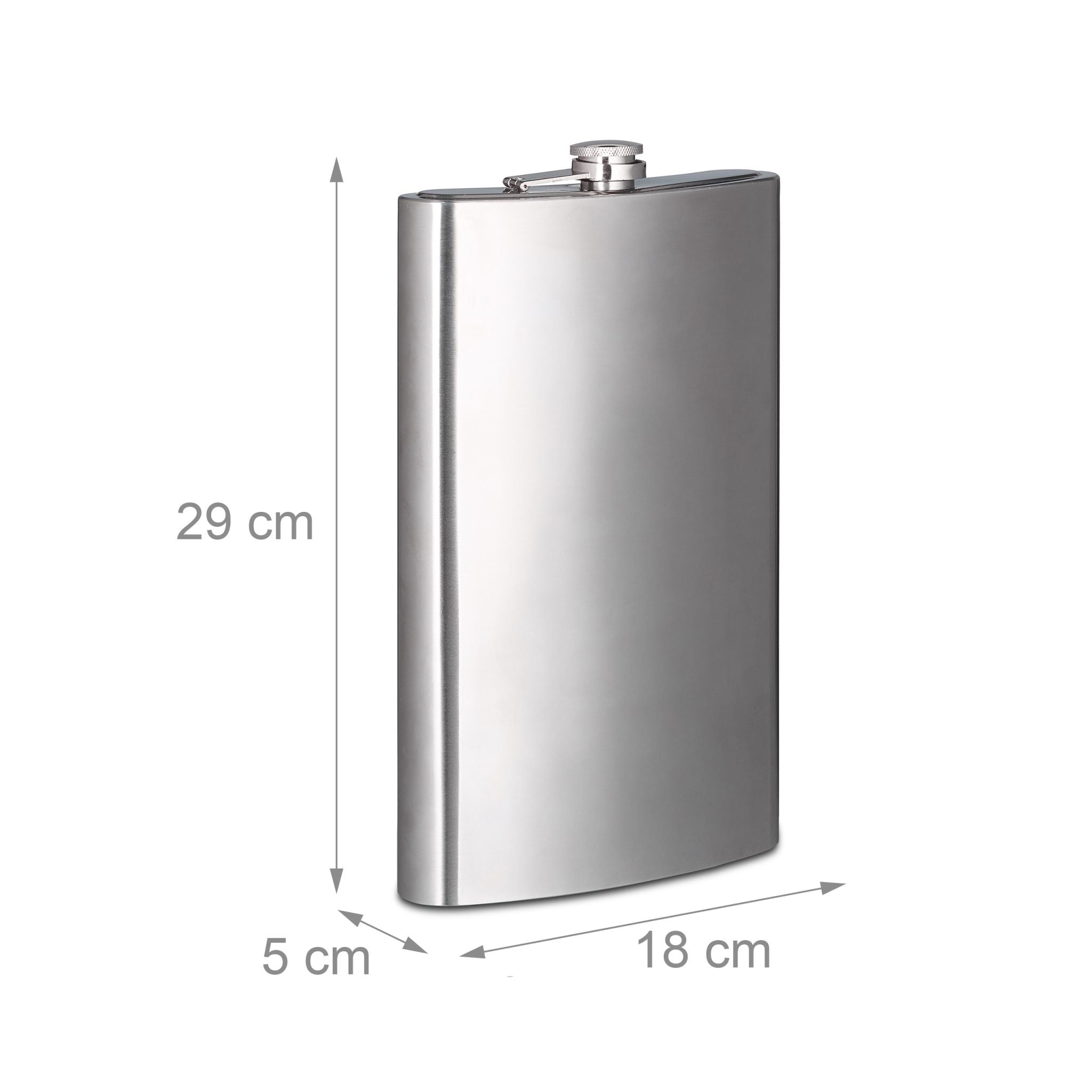 Flachmann XXL 1,8l Edelstahl Silber von Relaxdays